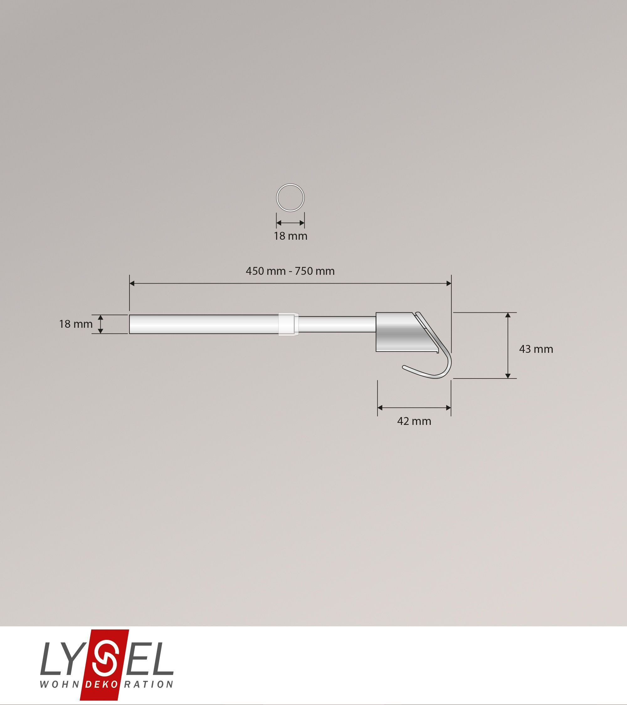 LYSEL® Gardinenstange Klemmstange Basic, L 45-75 günstig online kaufen