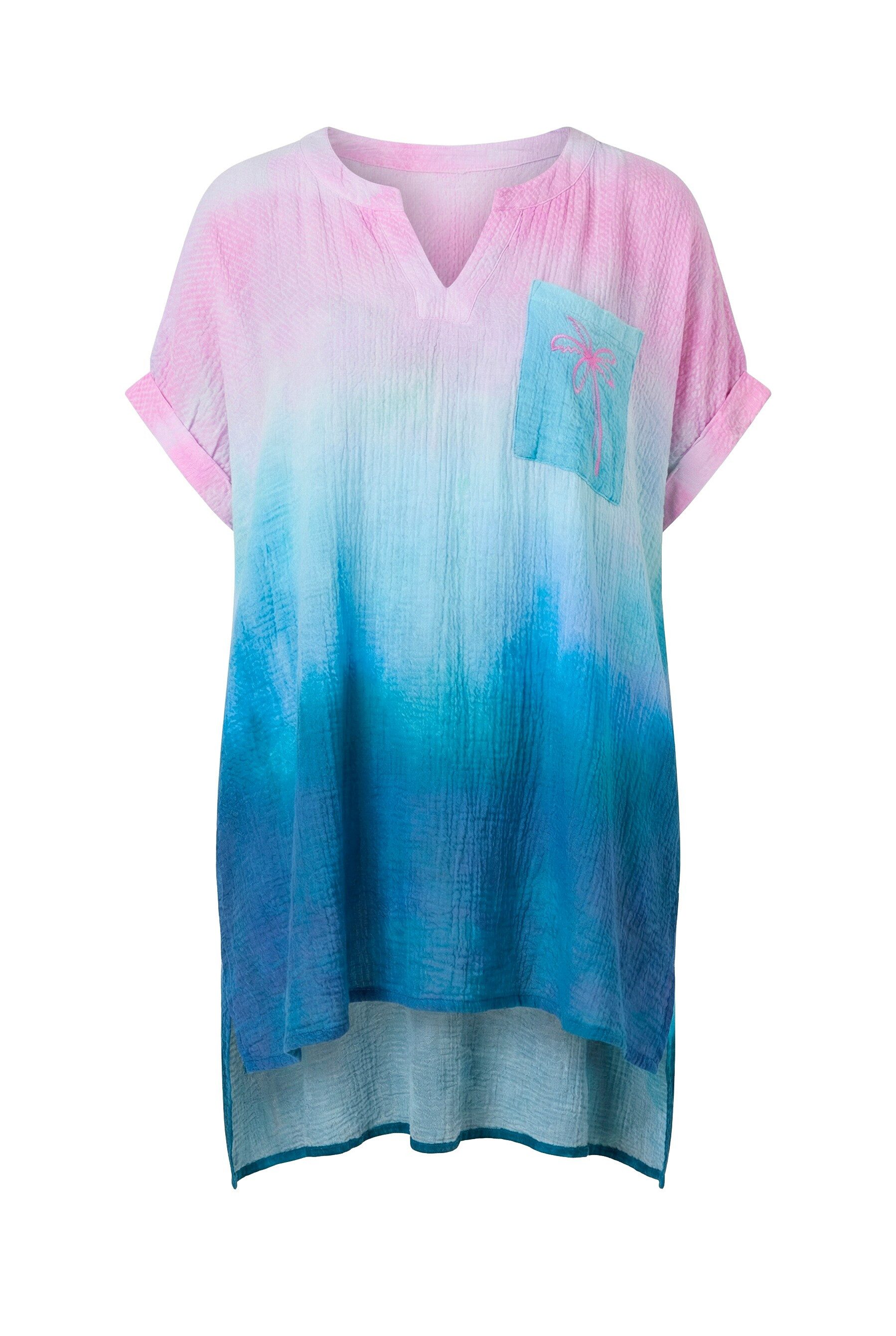 Laurasøn Tunika Musselin-Longbluse 1/2 Arm Tunika Ausschnitt