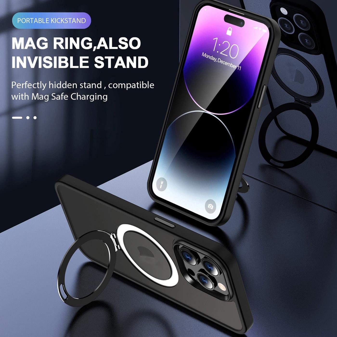 CoolGadget Handyhülle Hybrid Luxury Handy Case für iPhone 16 Pro Max 6,9 Zoll, Hülle Massiv Metallring aufklappbar Schutzhülle für Magsafe Zubehör