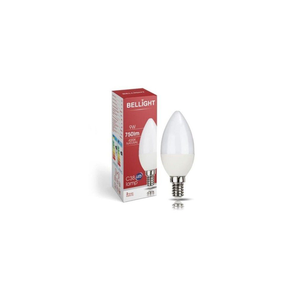Bellight LED-Leuchtmittel LED E14 C35 Kerzenform 9W = 75W 230V 830lm 360° Neutralweiß 4000K, E14, Neutralweiß