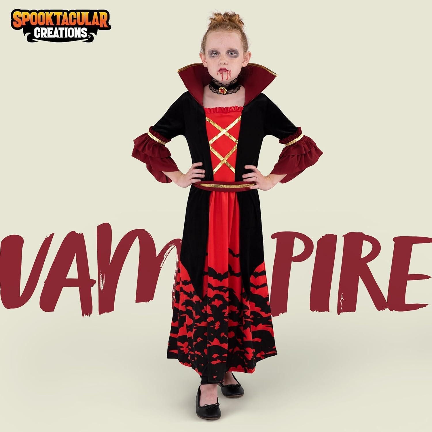 LuxusKollektion Vampir-Kostüm Mädchen Vampirin Halloween Kostüm, Gruseliges Vampirkleid Large 10-12