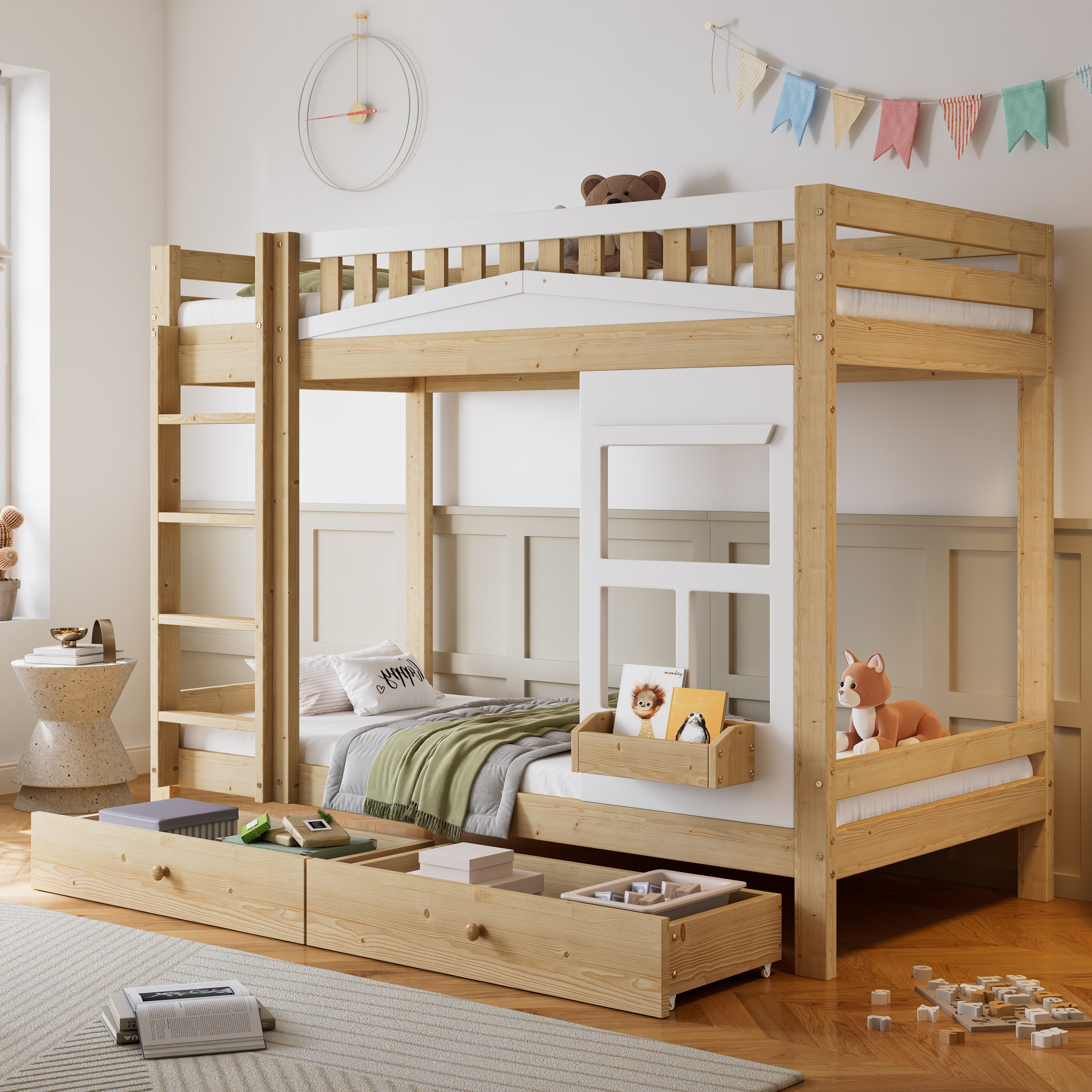 Flieks Etagenbett, Kinderbett Fenster-Design 90x200cm mit günstig online kaufen