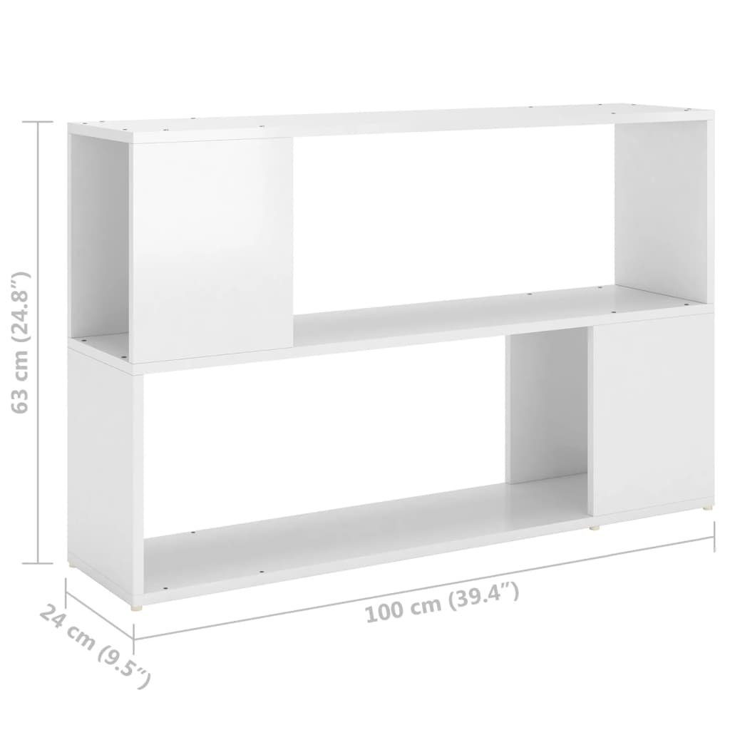 vidaXL Bücherregal cm 1-tlg. Holzwerkstoff, Bücherregal Hochglanz-Weiß 100x24x63