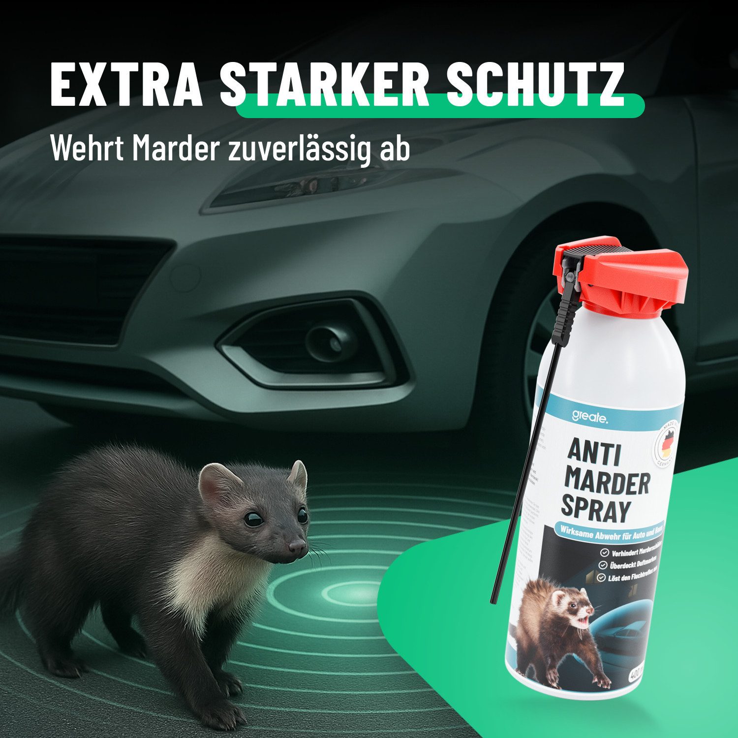 greate. Marderspray Marderspray Auto Motorraum 400 ml - Mader Abwehr, Marderschutz Spray, 400 ml, 1-St.