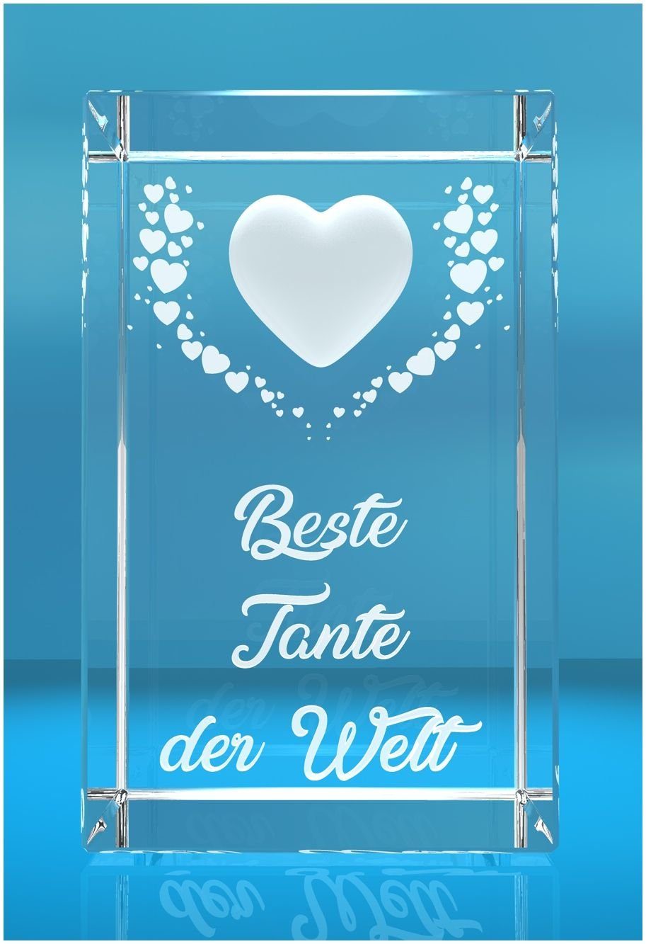 VIP-LASER Dekofigur VIP-LASER 3D Kristall Herzen Germany, Beste Fliegende Motiv: Geschenkbox, Hochwertige Familienbetrieb in der Made We, Tante