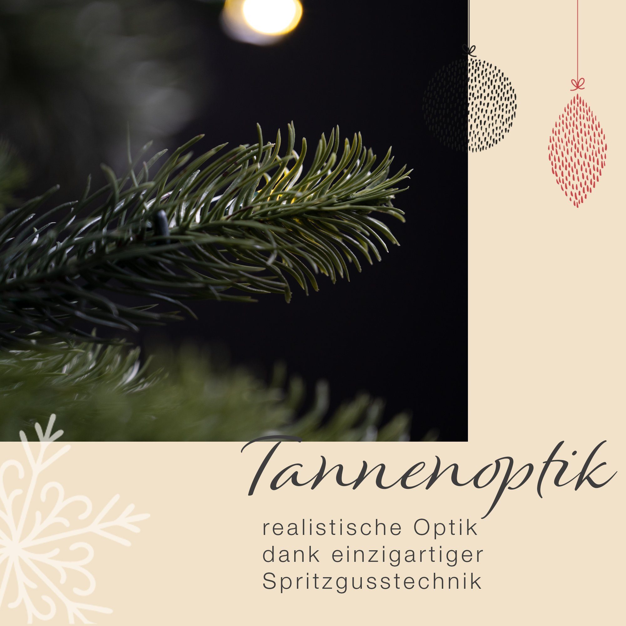 SCHAUMEX Künstlicher Weihnachtsbaum Christbaum Nordmanntanne, 85 mit LED Spritzguss cm Höhe Beleuchtung 85 Höhe: cm