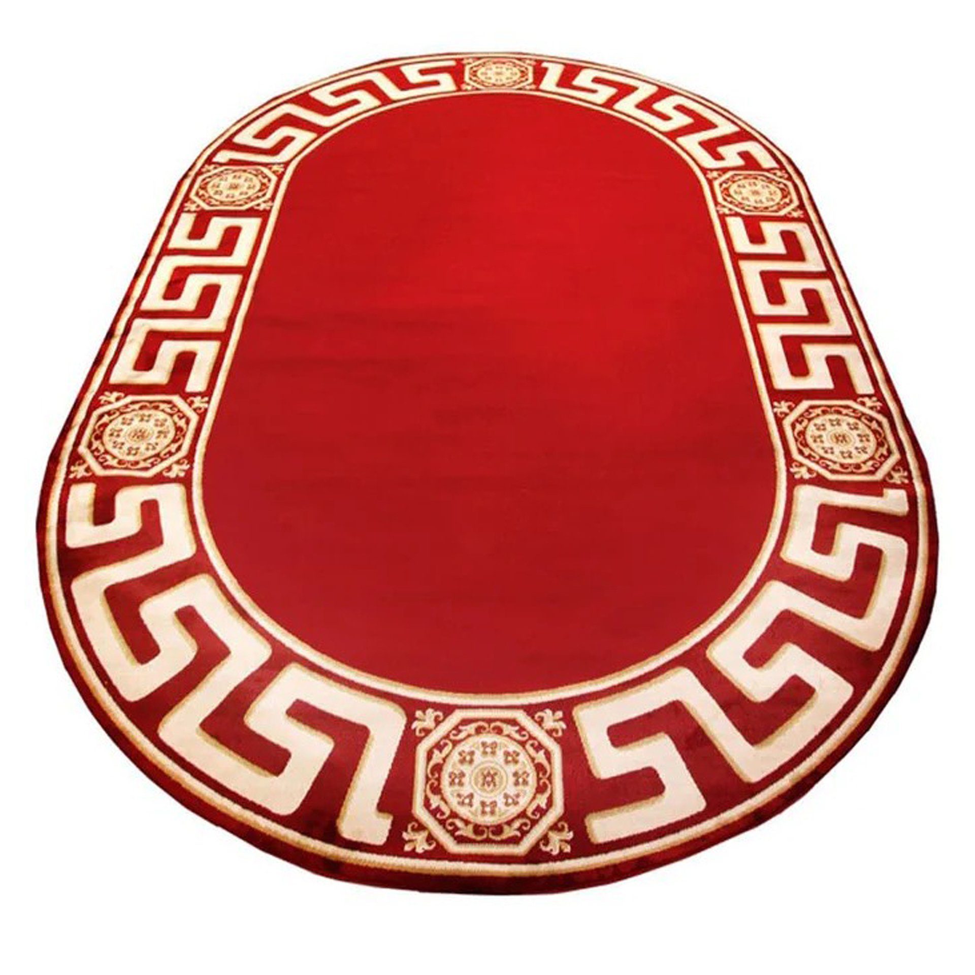 Belle Arti Teppich Mäander Teppich Oval Rot art 641 152 cm x 230 cm Oval, Oval