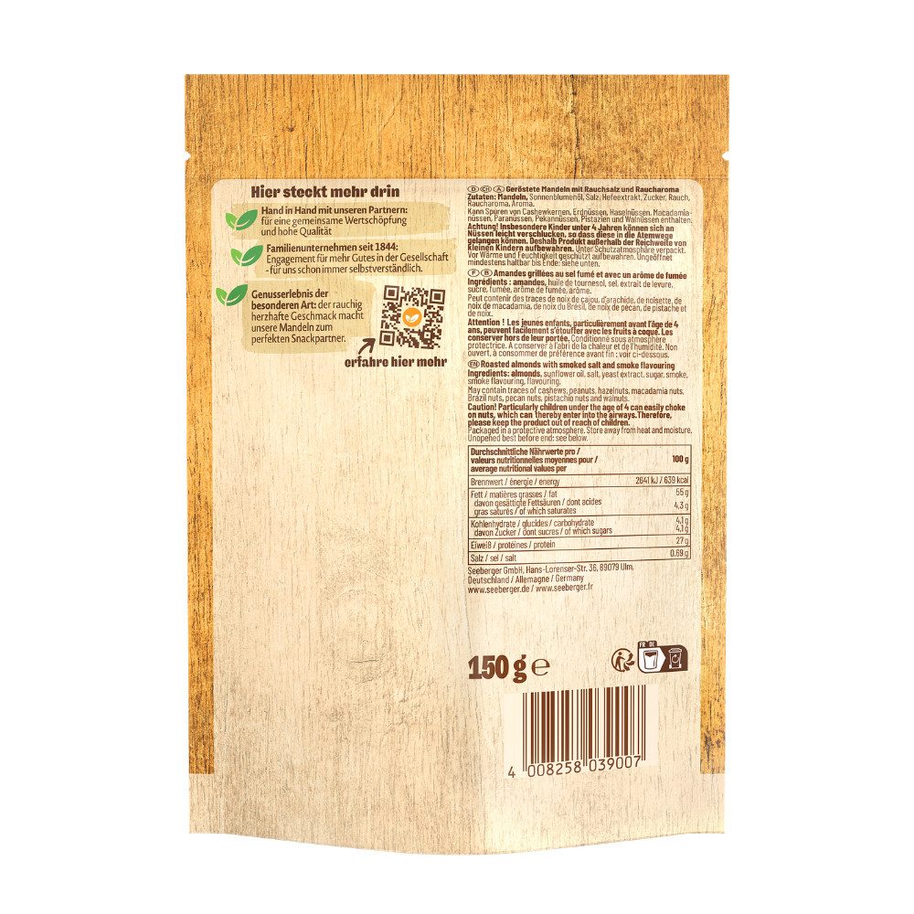Seeberger Snacks Nüsse Seeberger Rauchmandeln Multipack - 6 x 150 g