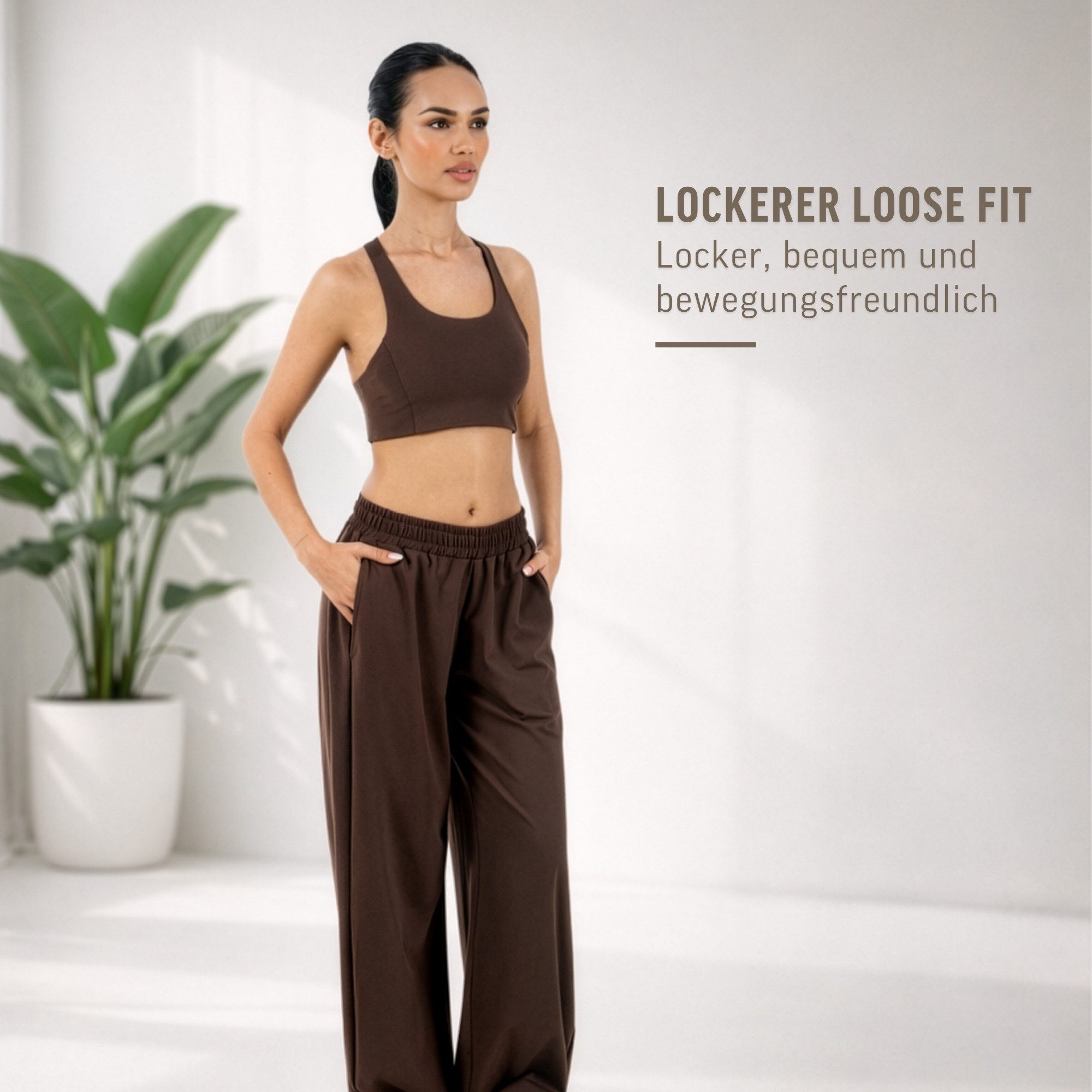 Smilodox Jogginghose Jora, Loose Fit Damen, Trainingshose mit High-Waist & Wide-Leg weiches Material, weites Bein, Baggy Fit, Gym & Homewear