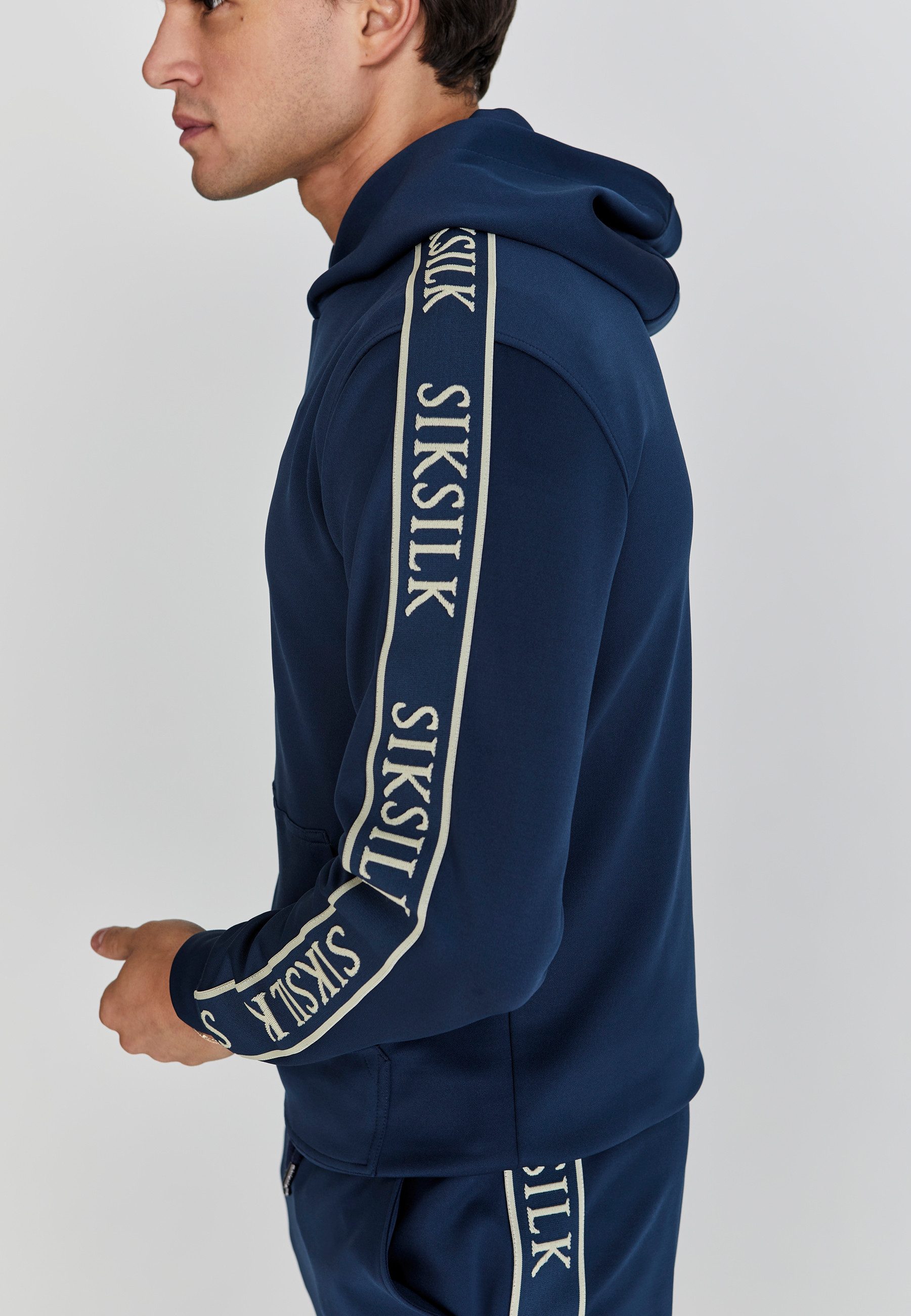 Siksilk Hoodie SikSilk Herren Marineblauer Kapuzenpullover