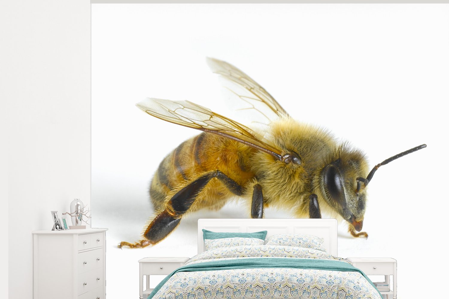 Insekten Wohnzimmer, für - Vinyl Fototapete Matt, bedruckt, Tapete Montagefertig (5 St), MuchoWow Wandtapete - Bienen Flügel,