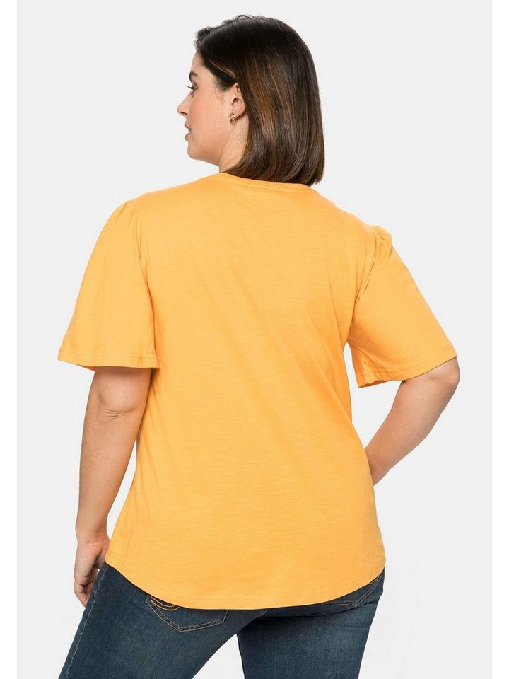 Sheego T-Shirt Große Größen mit kurzen Flügelärmeln, aus reiner Baumwolle