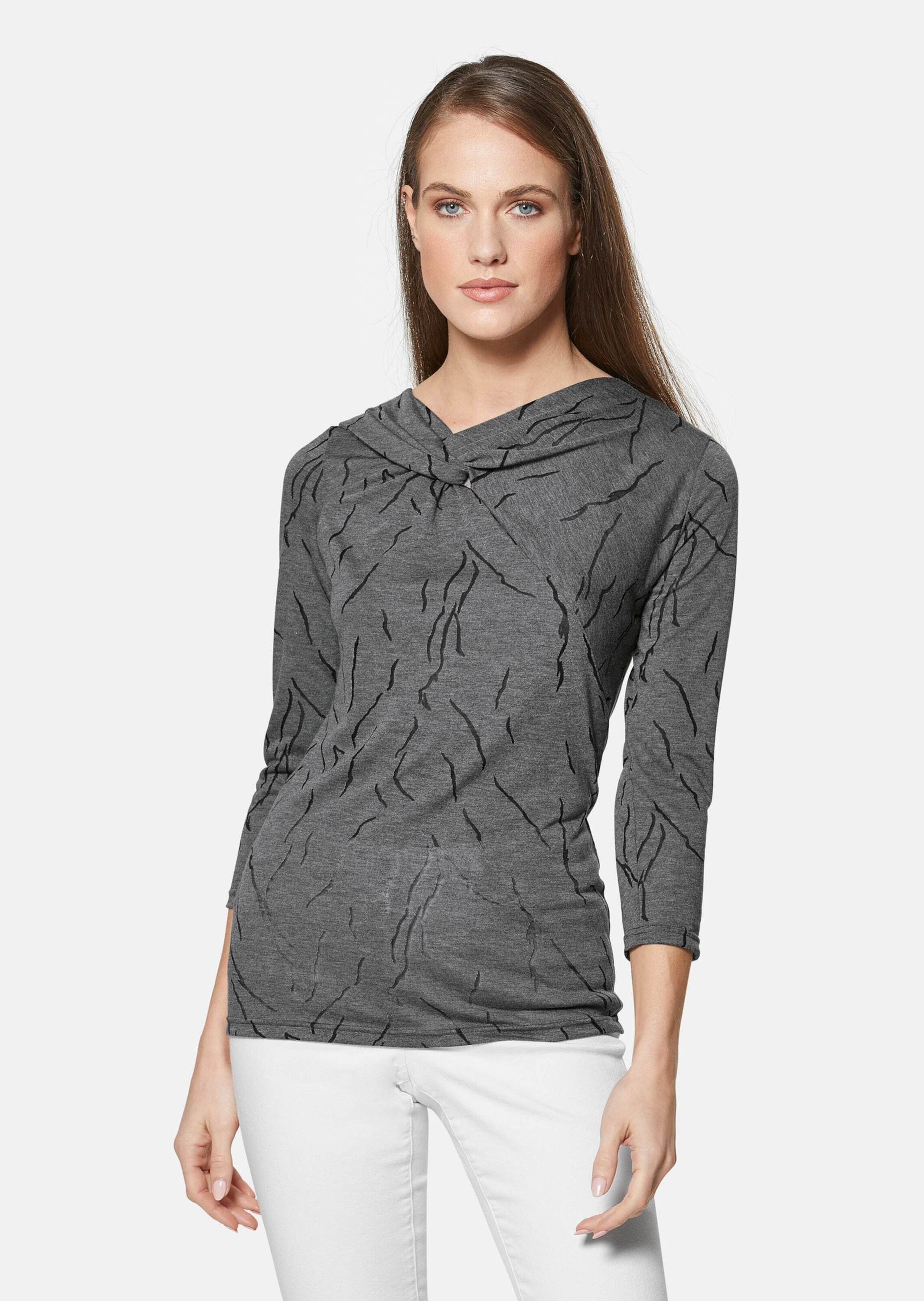 3/4-Arm-Shirt Shirt mit Knoten-Effekt und Ärmeln in 3/4-Länge
