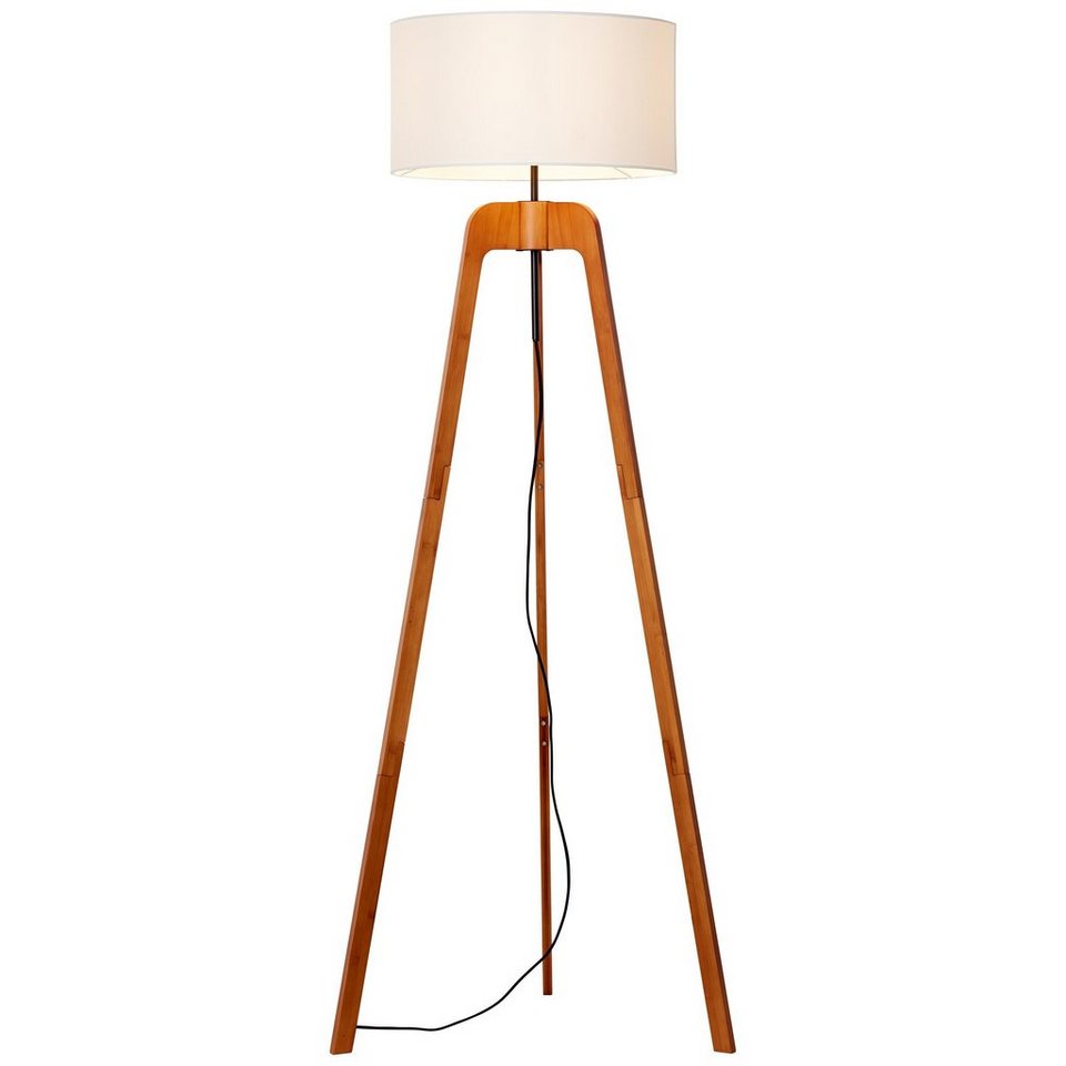 Brilliant Stehlampe Nola, ohne Leuchtmittel, 148 cm Höhe, Ø 66 cm, 1 x E27,  Bambus/Textil, holz dunkel/weiß