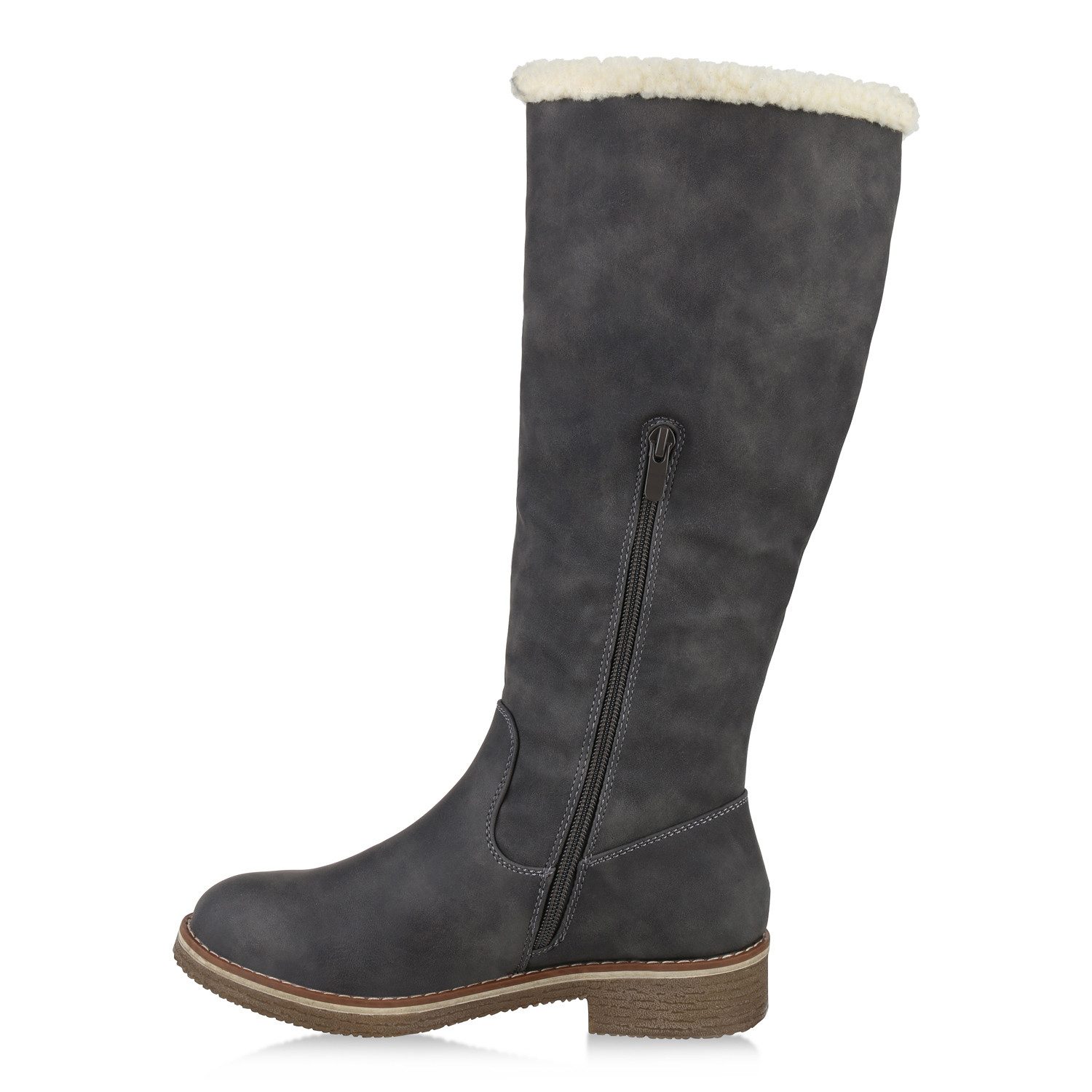 VAN HILL 820371 Winterstiefel Eleanor Damen Winterstiefel mit modischem Blockabsatz und Kunstfell – Bild 2 von 3