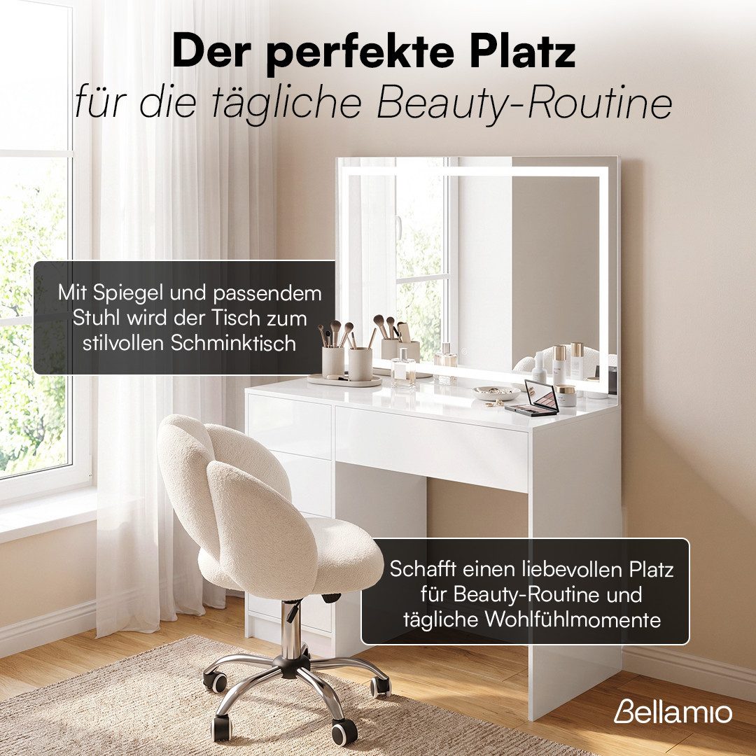 Bellamio Schreibtisch Livny mit 5 Schubladen, beidseitig montierbar (Push-to-Open, weiß), 80x53x110 cm