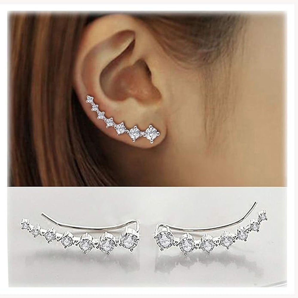 Haiaveng Paar Ohrhänger Ohrringe Kletterer Hypoallergen Ohrringe Kristalle 925 Sterling Silber (2-tlg), Silberschmuck für Damen