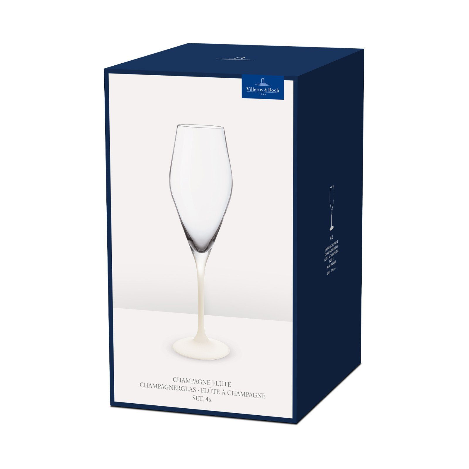 Villeroy & Boch Champagnerglas Manufacture Rock Champagnergläser 260 ml 4er Set, 4-tlg., Glas