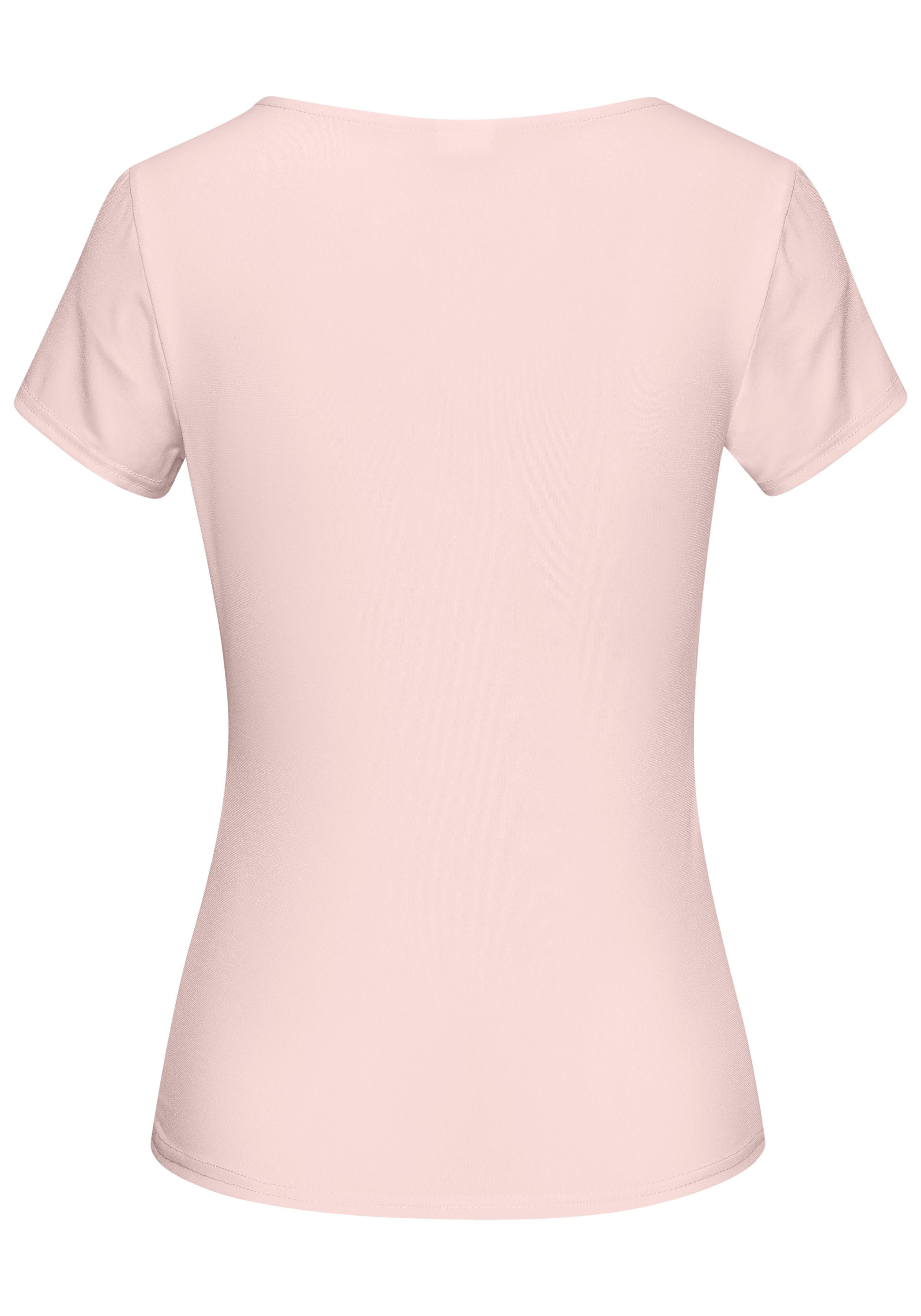 LASCANA T-Shirt aus bügelfreiem Material, elegantes Kurzarmshirt, doppellagig