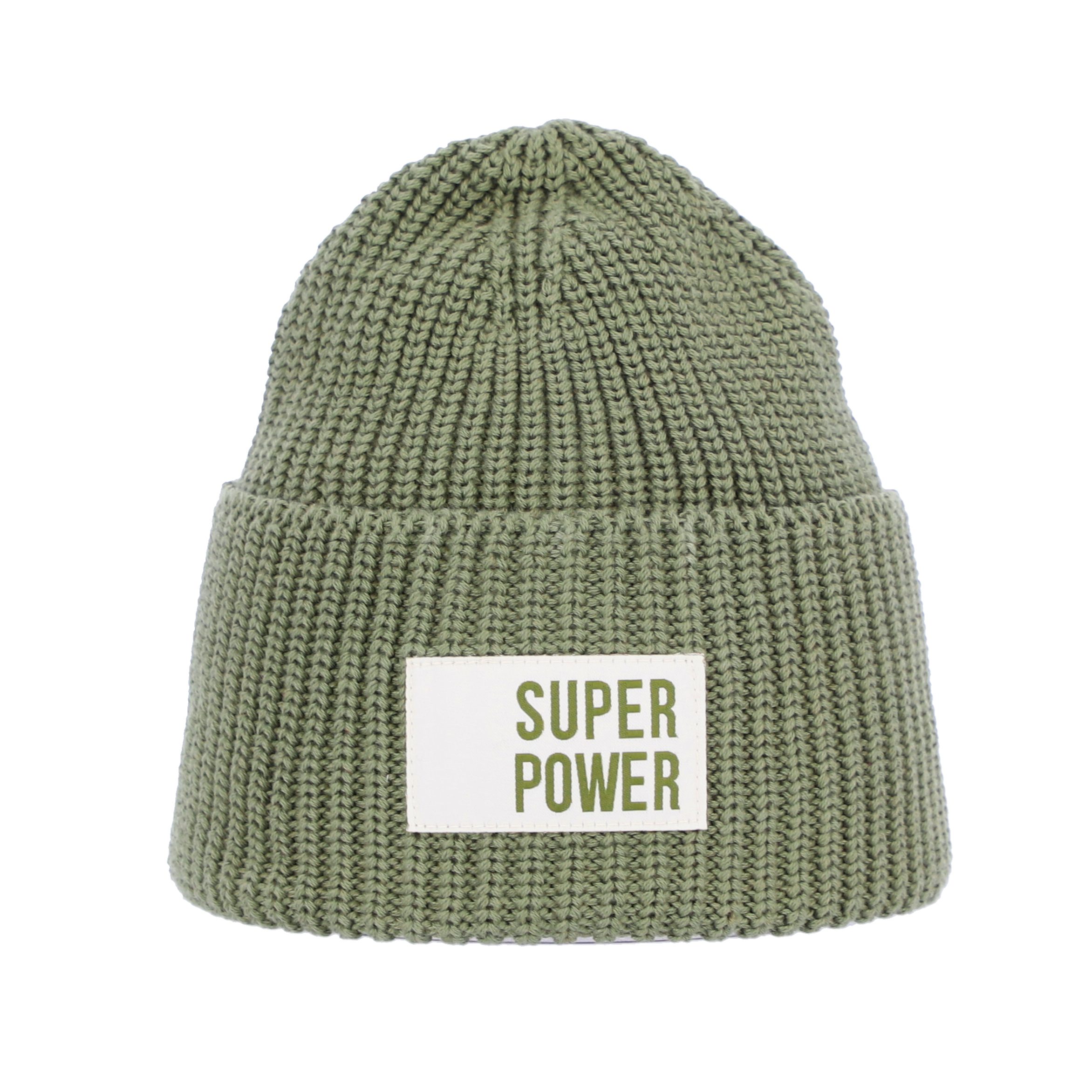 halsüberkopf Accessoires Strickmütze Achtsamkeit mit Statement-Badge
