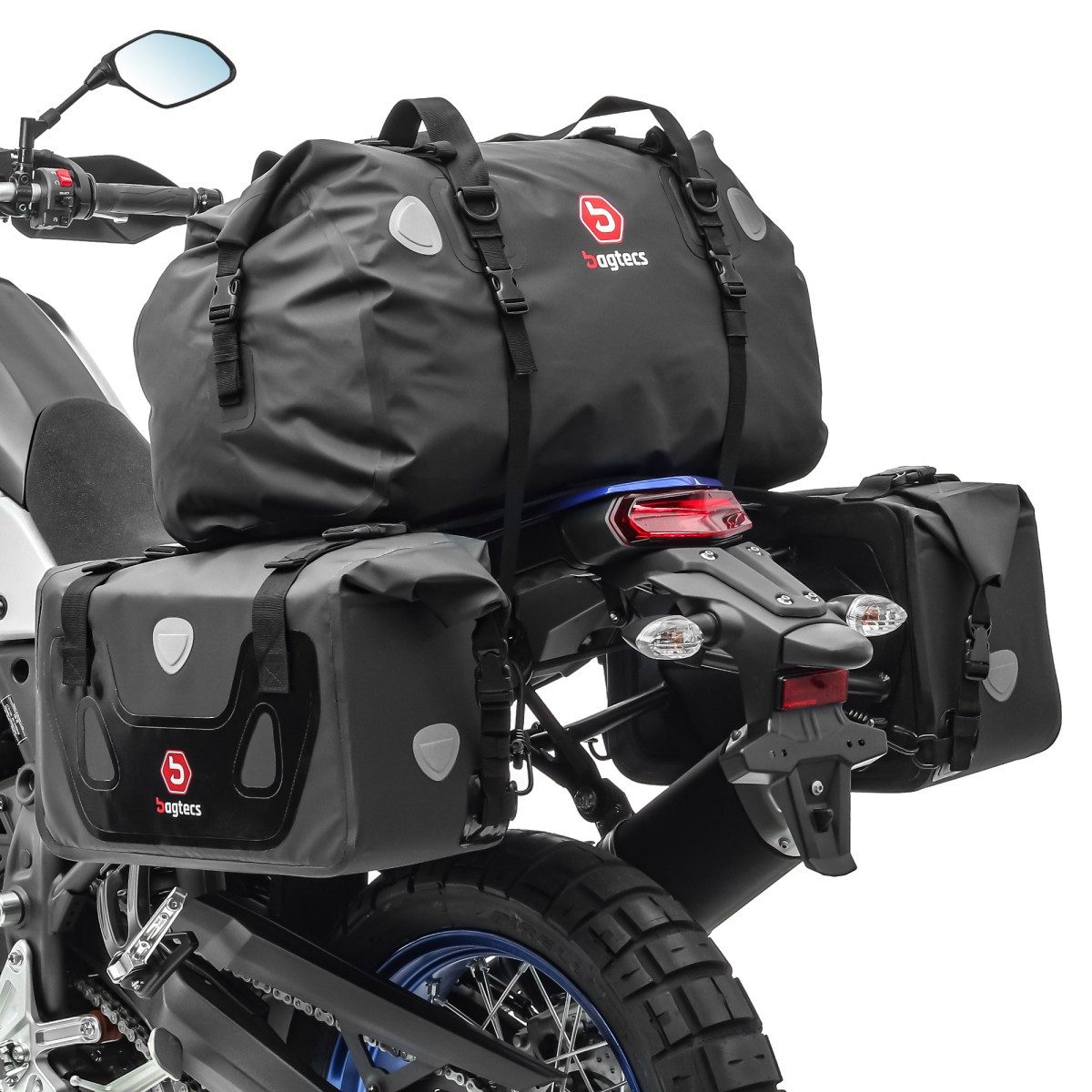 Bagtecs Reisetasche Motorrad Satteltaschen mit Hecktasche # RB25 + XF60 Drybag Vol. 110L