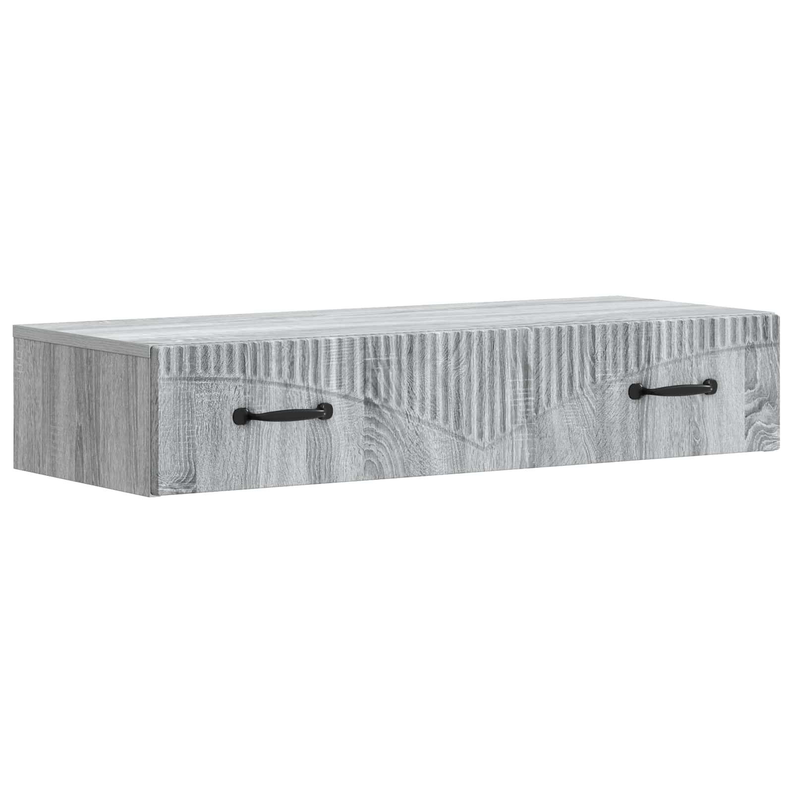 vidaXL Schranksystem Wandmontierter Beistelltisch Graues Sonoma 87,5 x 34,5 x 17 cm (1-St)