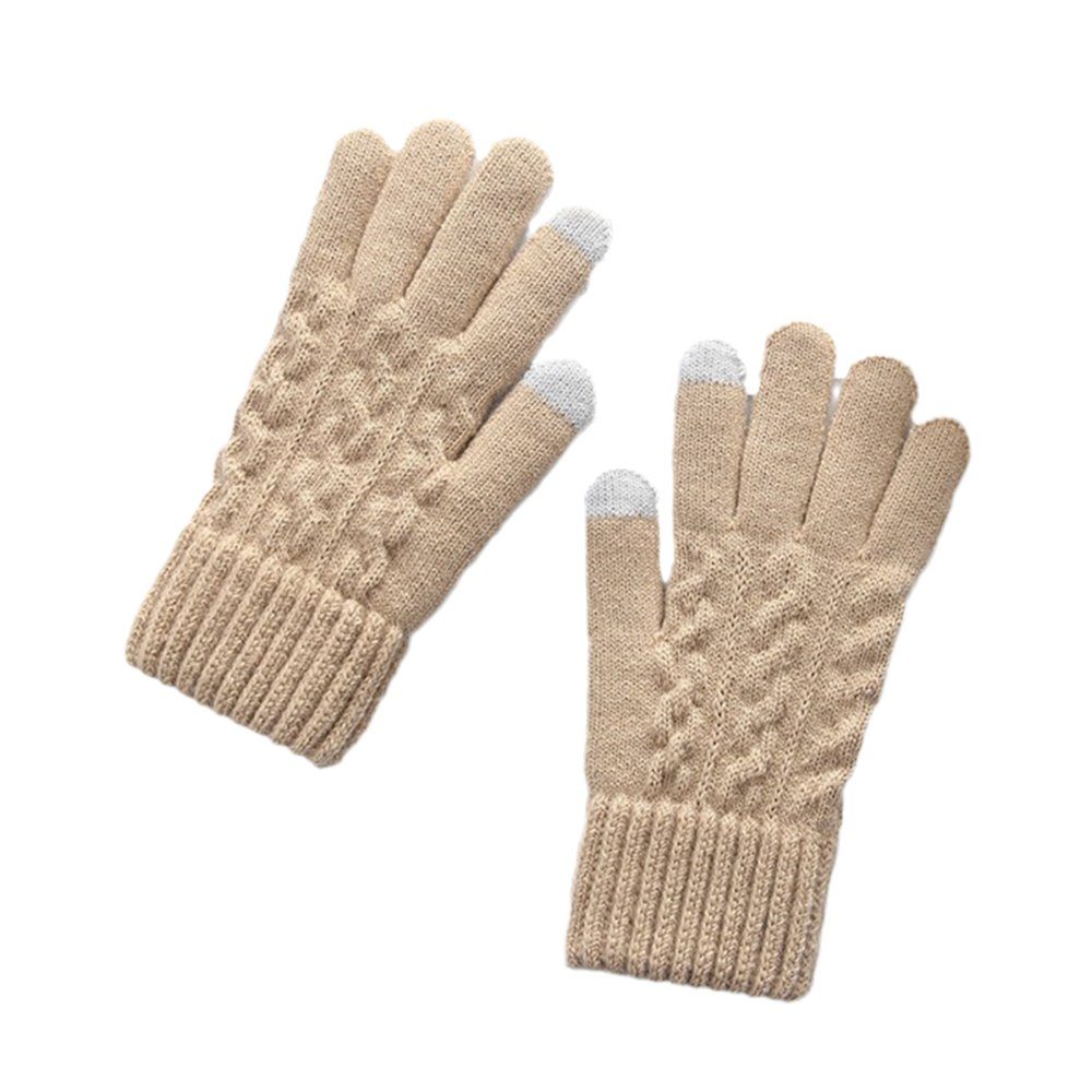 LAPA HOME Strickhandschuhe Damen Touchscreen Winterhandschuhe Warme Elastizität Sporthandschuhe (Paar) Outdoor Strick Handschuhe für Täglich, Radfahren und Freizeit Aprikose-1
