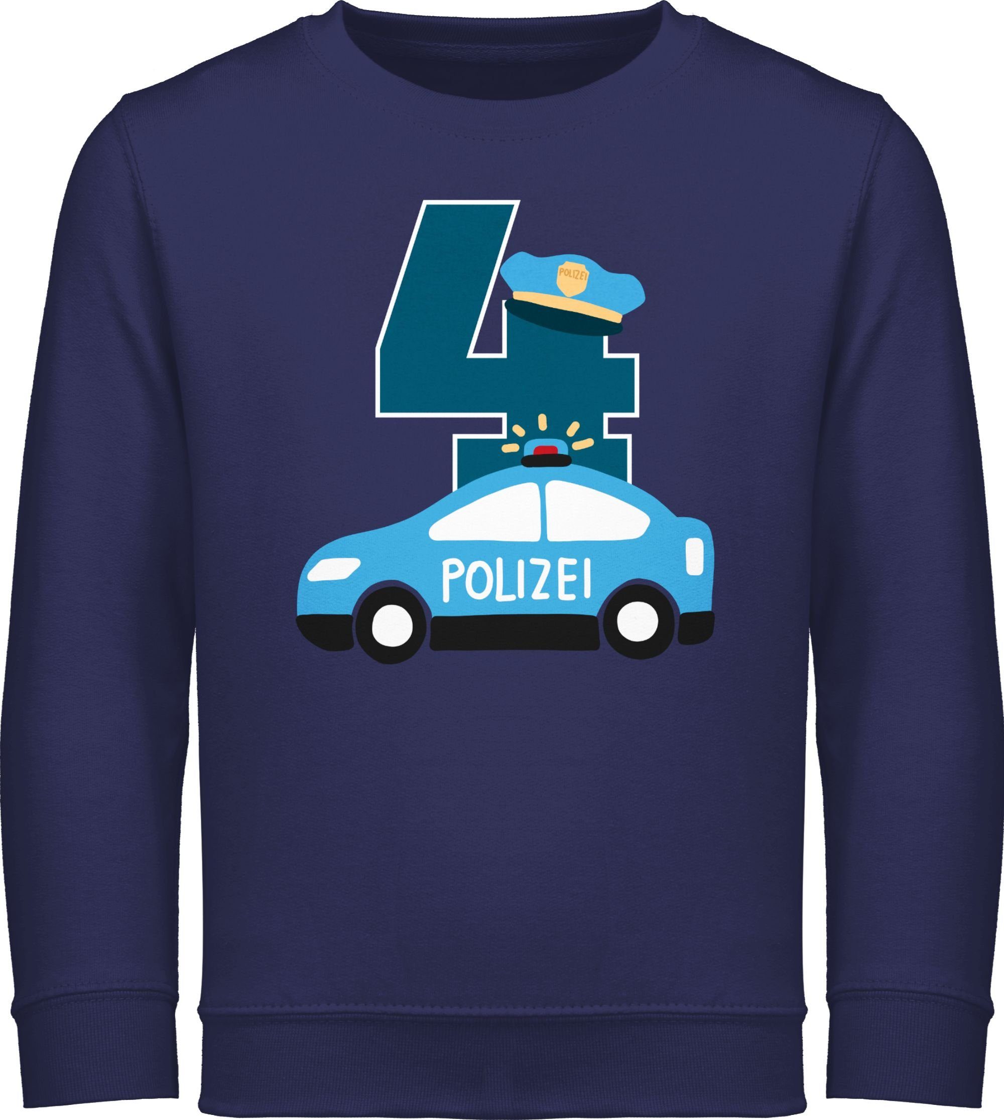 Shirtracer Sweatshirt Polizei Vierter 4. Geburtstag 2 Navy Blau