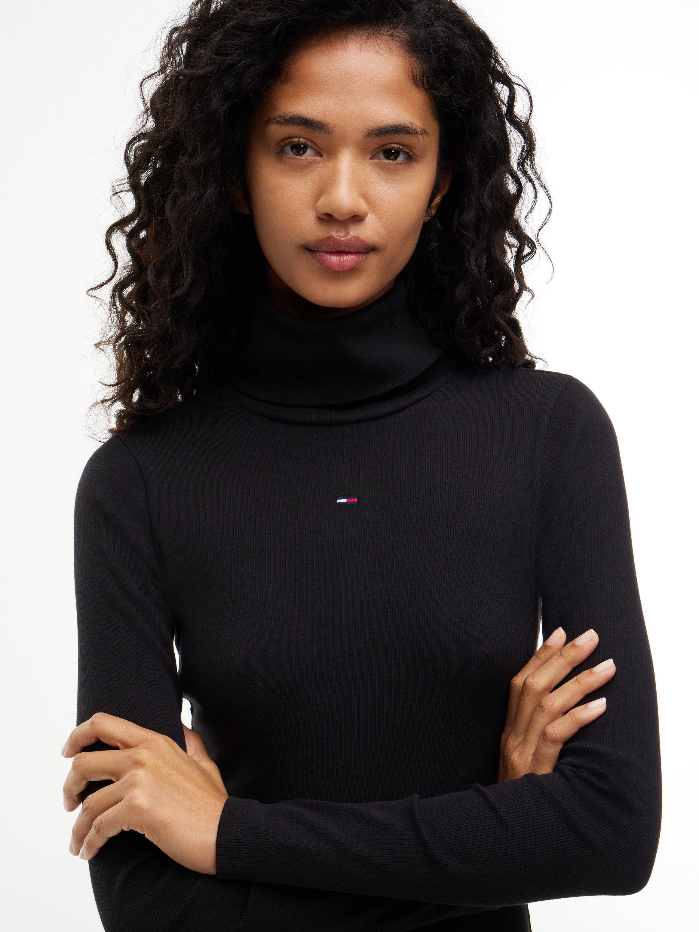 Tommy Jeans Jerseykleid TJW TURTLNCK BODYCON MIDI DRESS Baumwollmischung, figurbetont