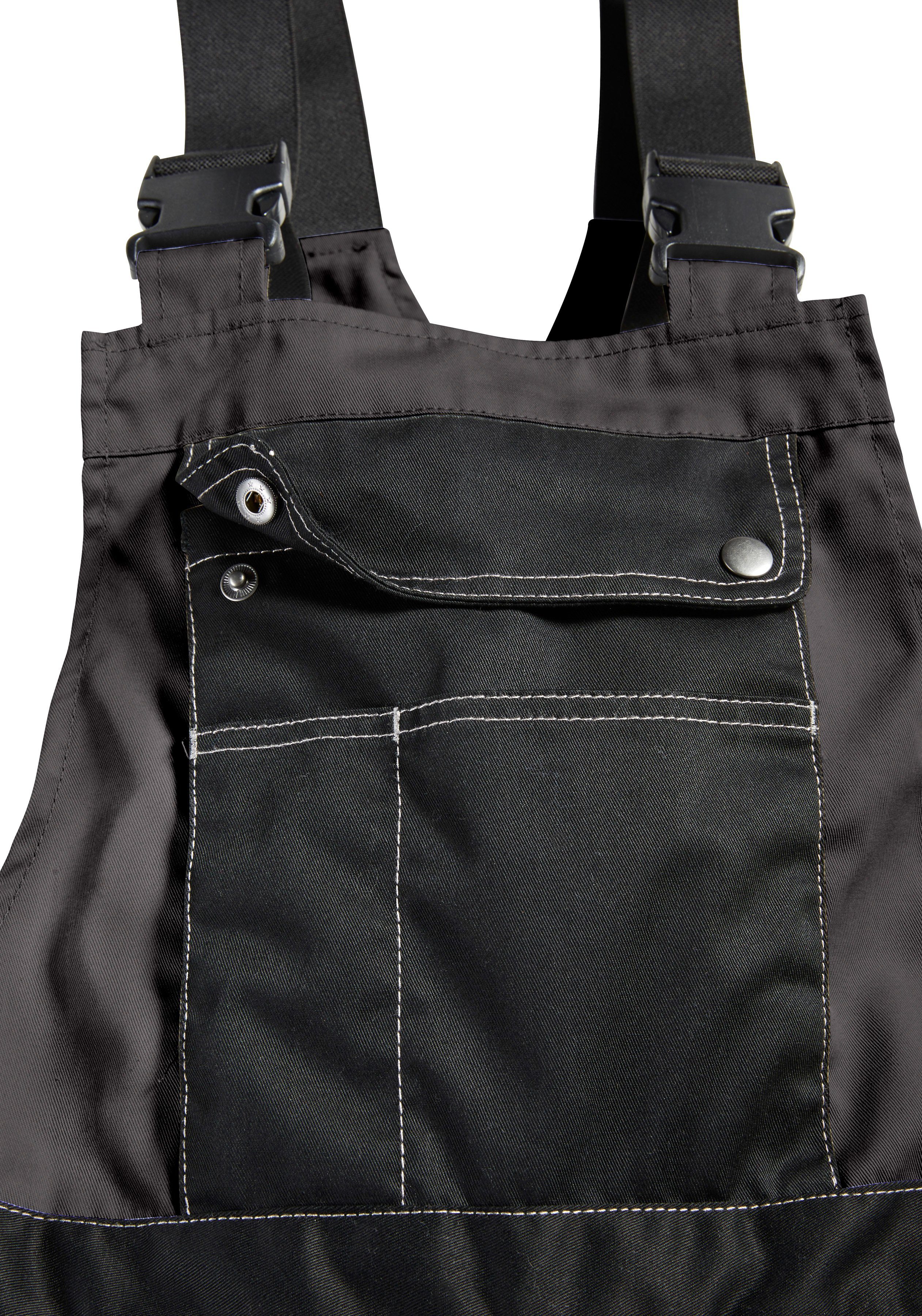 Northern Country Latzhose Worker Kniebereich, Taschen 11 dehnbarer mit mit verstärktem grau-schwarz Bund, robust