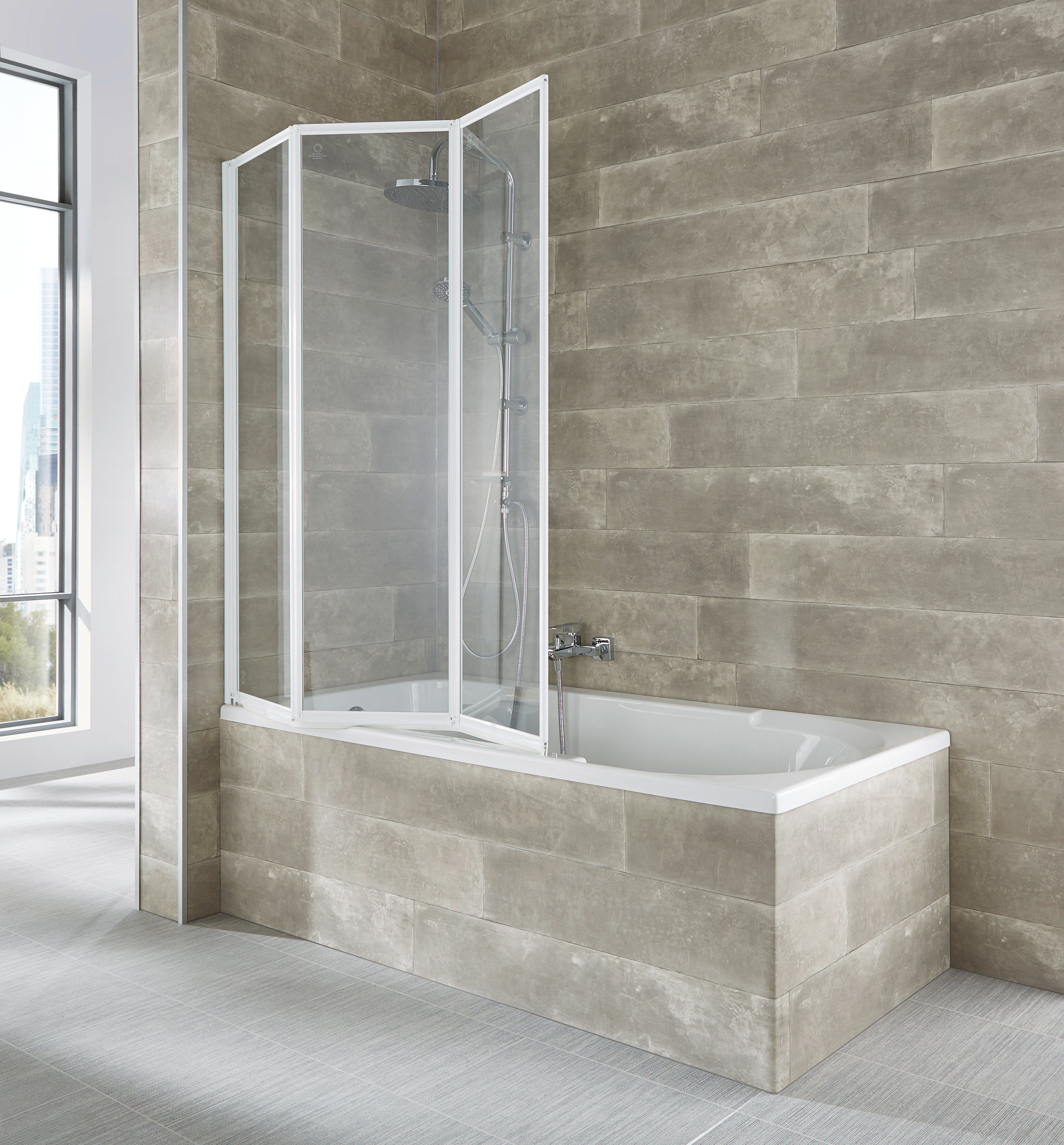 welltime Badewannenaufsatz Nassau, Einscheibensicherheitsglas, (3 tlg), Badewannenfaltwand, Spritzschutzwand für Badewanne, Glaswand – Bild 2 von 5