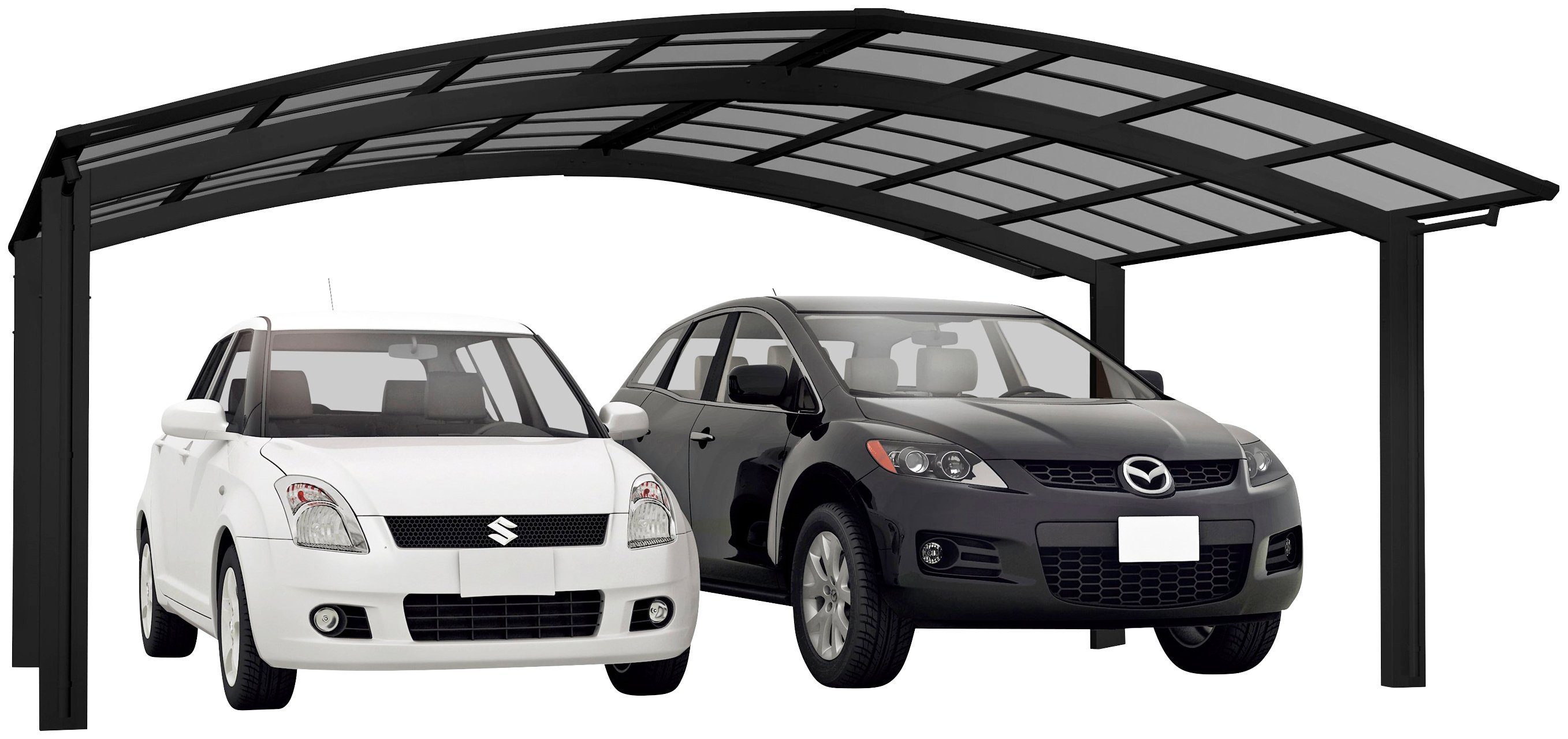 Ximax Doppelcarport Portoforte Typ 80 M-schwarz, BxT: 542x495 cm, 240 cm Einfahrtshöhe, Aluminium | Carports