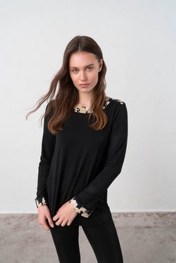 Vamp Schlafanzug (Set, 2 tlg., Set) exquisiter Damen Schlafanzug 2-teilig, Pyjama Langarm, schwarz