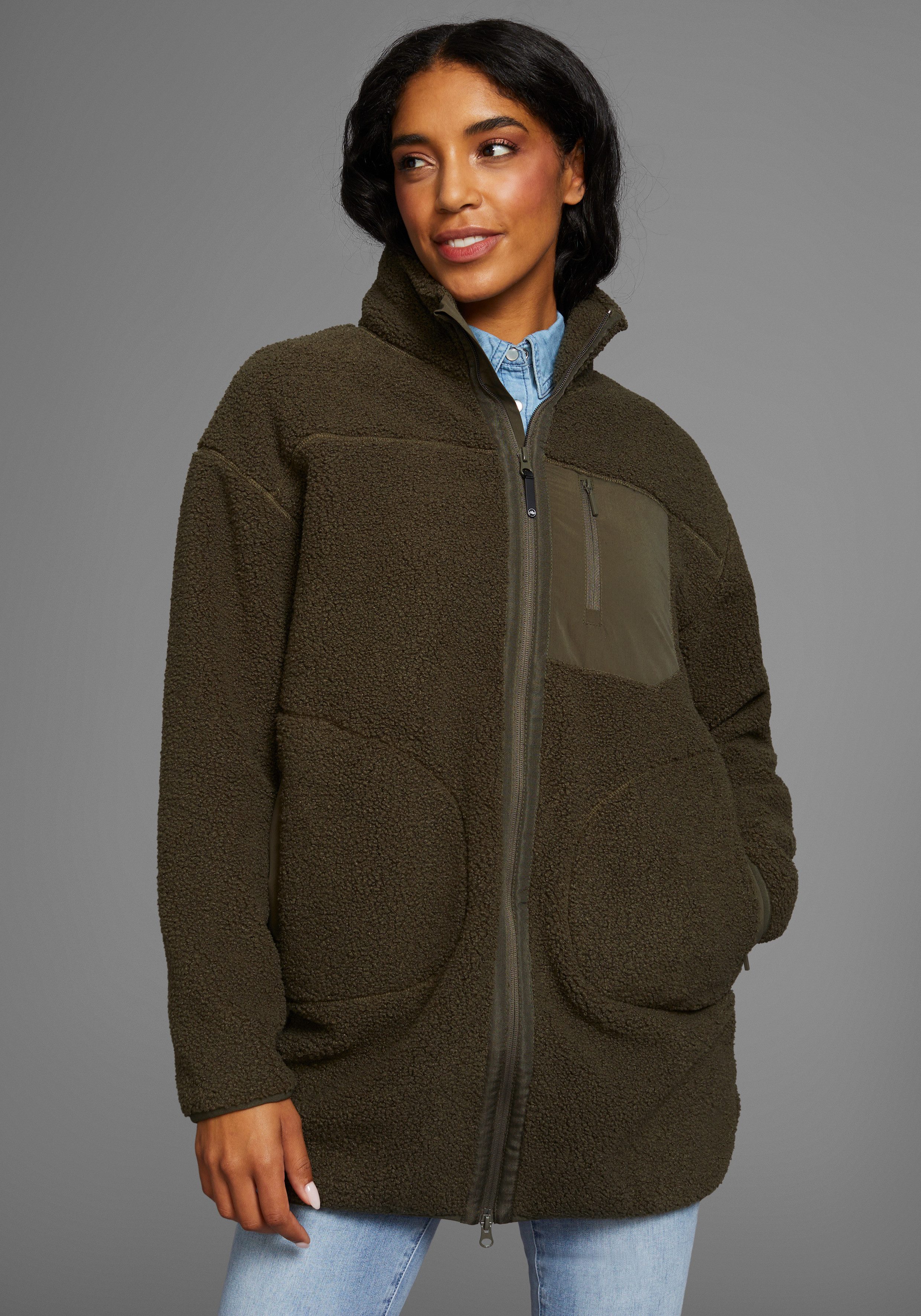 Polarino Fleecejacke Teddy Fleece Jacke, Oversize günstig online kaufen