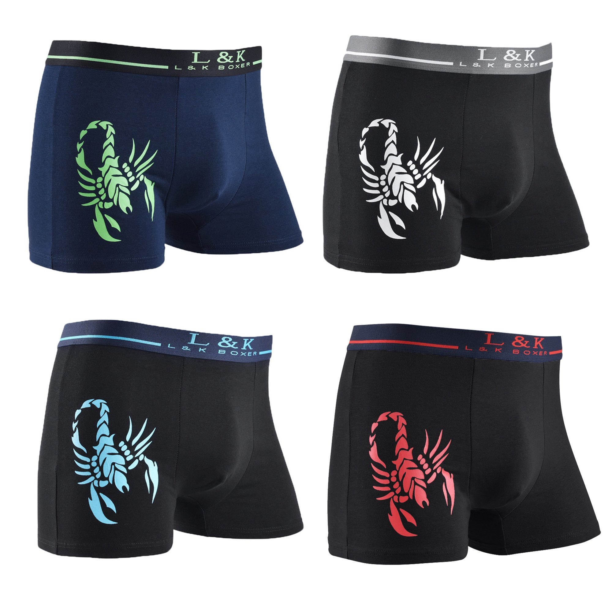 L&K Boxershorts 1104-1121-4er (4er-Pack) Herren Retroshorts günstig online kaufen
