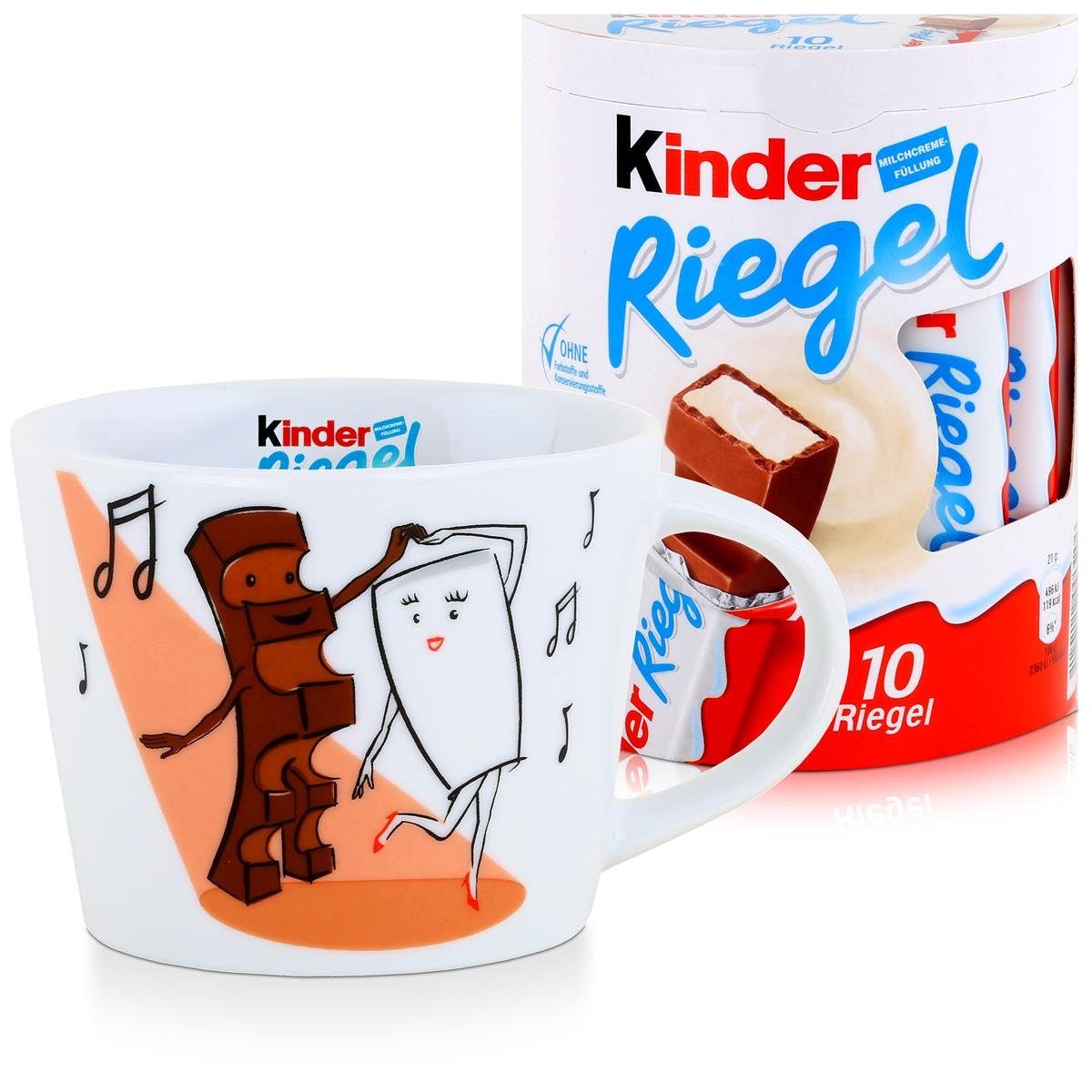 FERRERO Gläser-Set Kinder Riegel Sammel-Tasse Art Edition "Tanzen" & 10 Kinder Riegel je