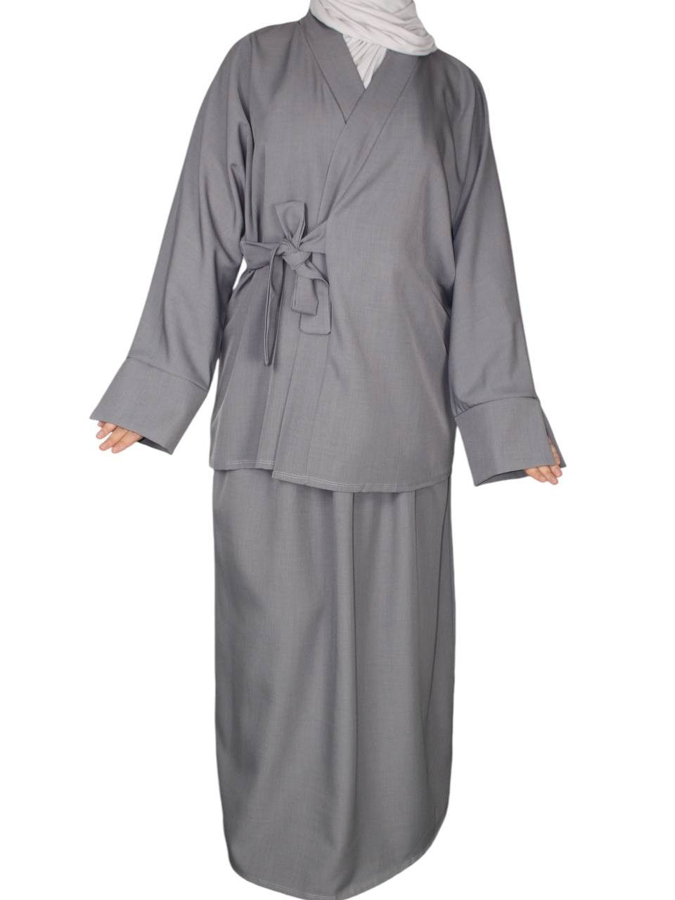 Maxikleid 2 tlg. Wickelhemd & Rock Set LEEN Abaya Alltagskleid daily Outfit
