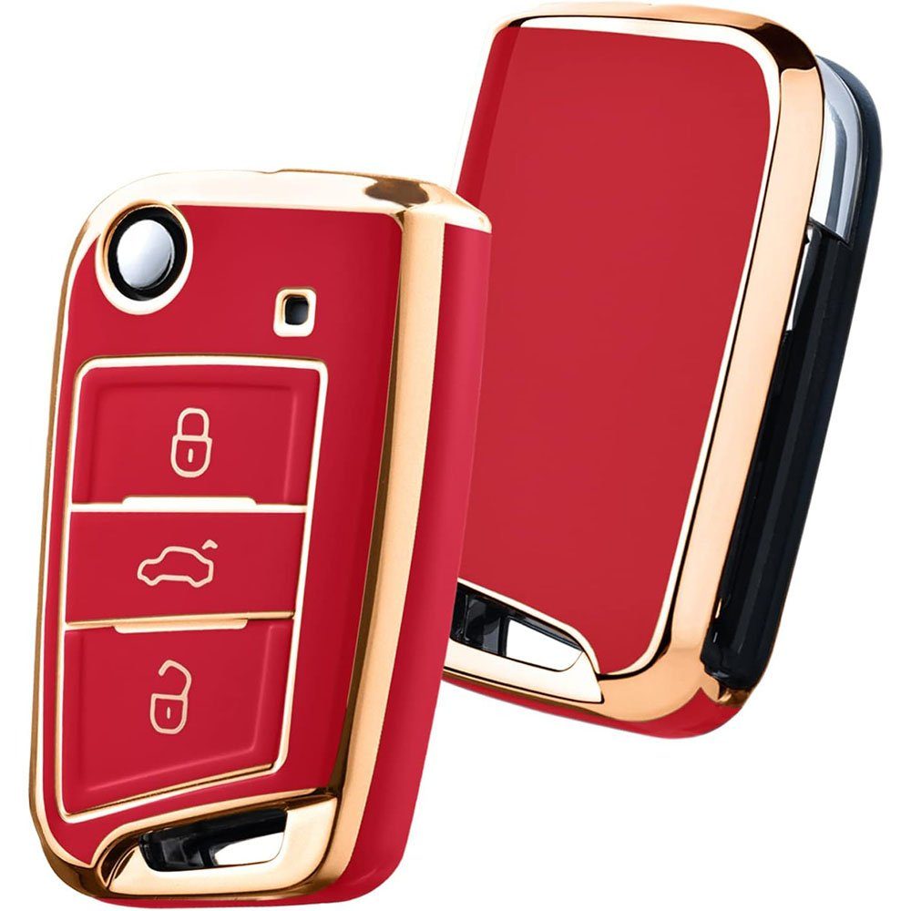 Haiaveng Schlüsseltasche Autoschlüssel Hülle VW, VW Golf Schlüsselbox,  Schlüsselhülle Cover für vw Polo Passat Skoda Seat 3-Tasten