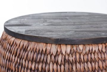 VIVANNO Beistelltisch Tisch mit Holzplatte rund Wasserhyazinthe "Fox", Waschbraun - 70x45