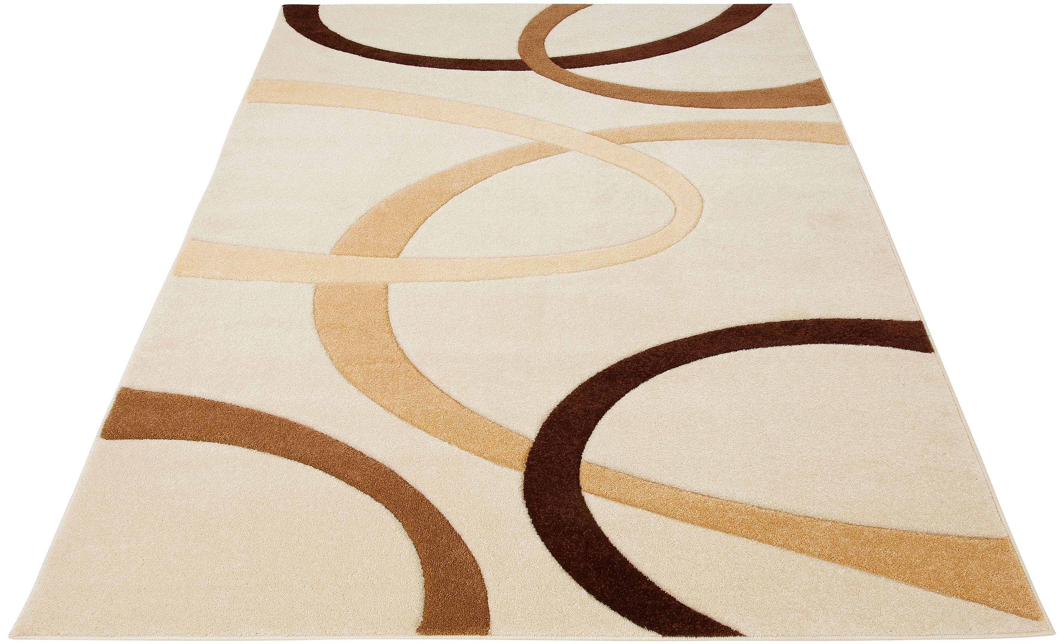 Teppich Bill, my home, rechteckig, Höhe: 10 mm, mit handgearbeitetem Konturenschnitt, Kurzflor, elegant, 3D-Design natur