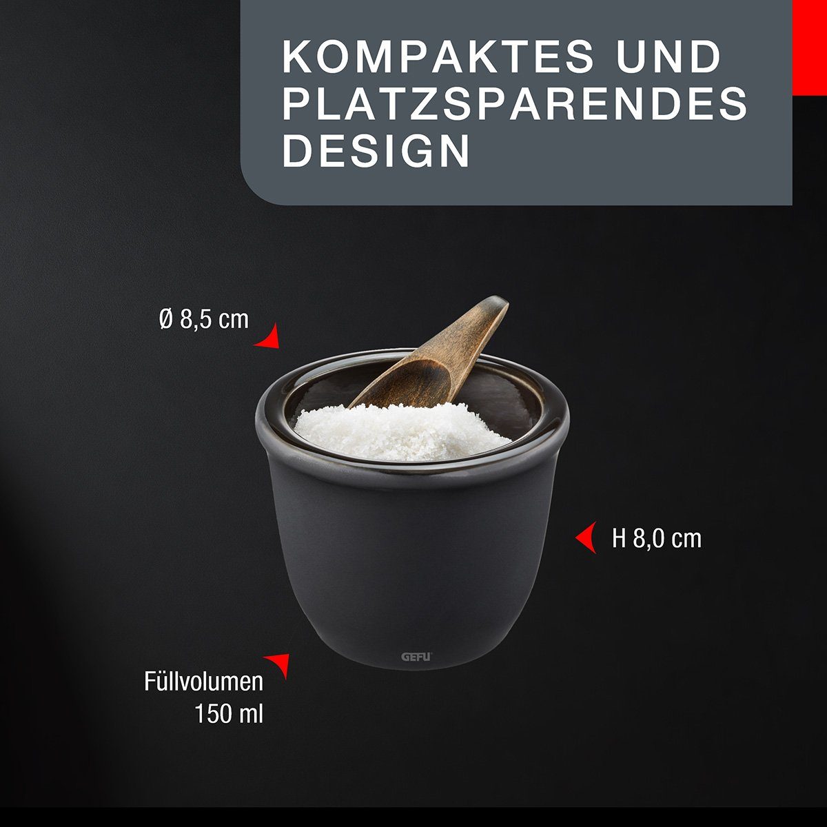 GEFU Salz-/Pfeffermühle Salz- und Gewürzdose X-PLOSION®, schwarz