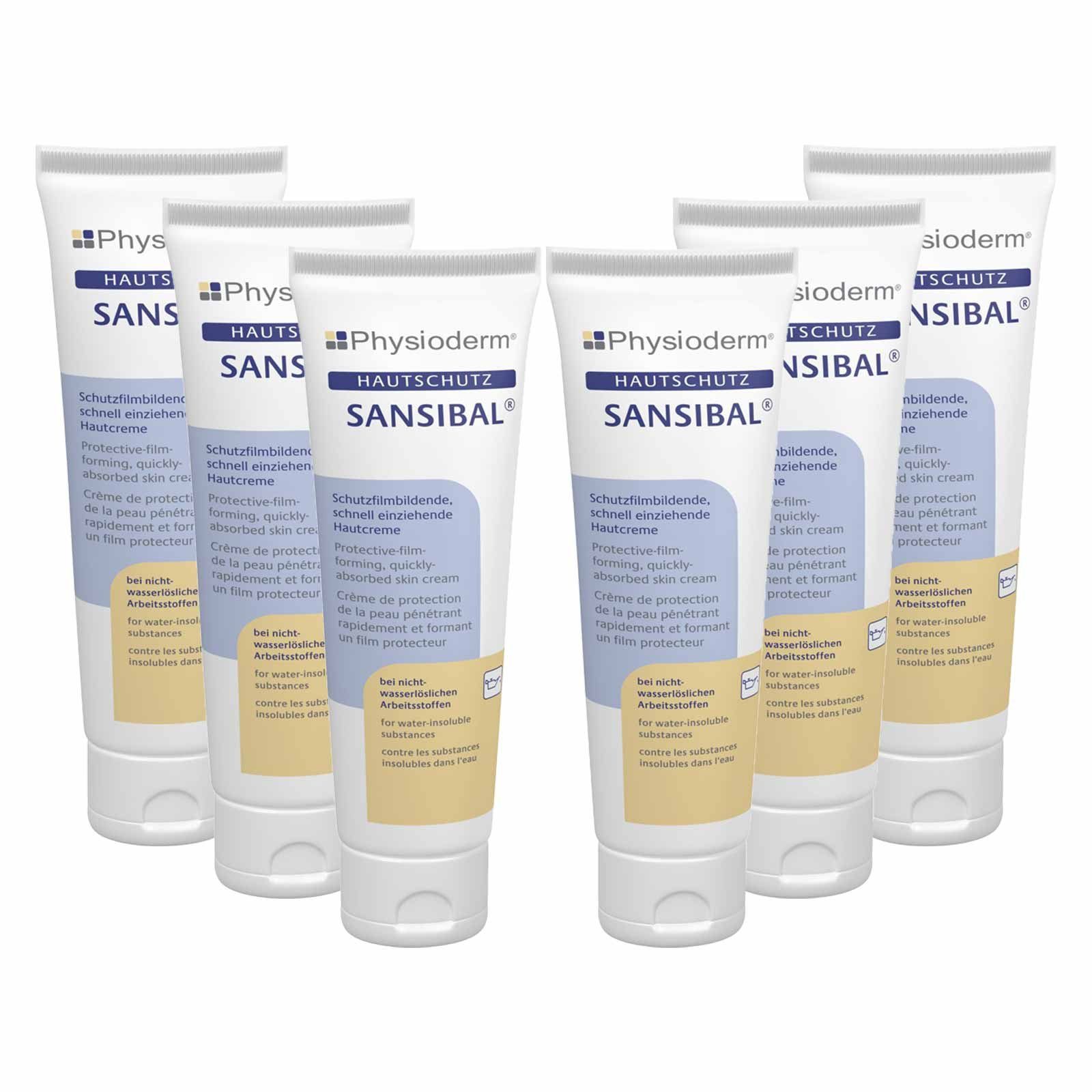 Physioderm Handcreme 6x Sansibal Hautschutzcreme Pflege Creme Hautcreme silikonfrei 100 ml