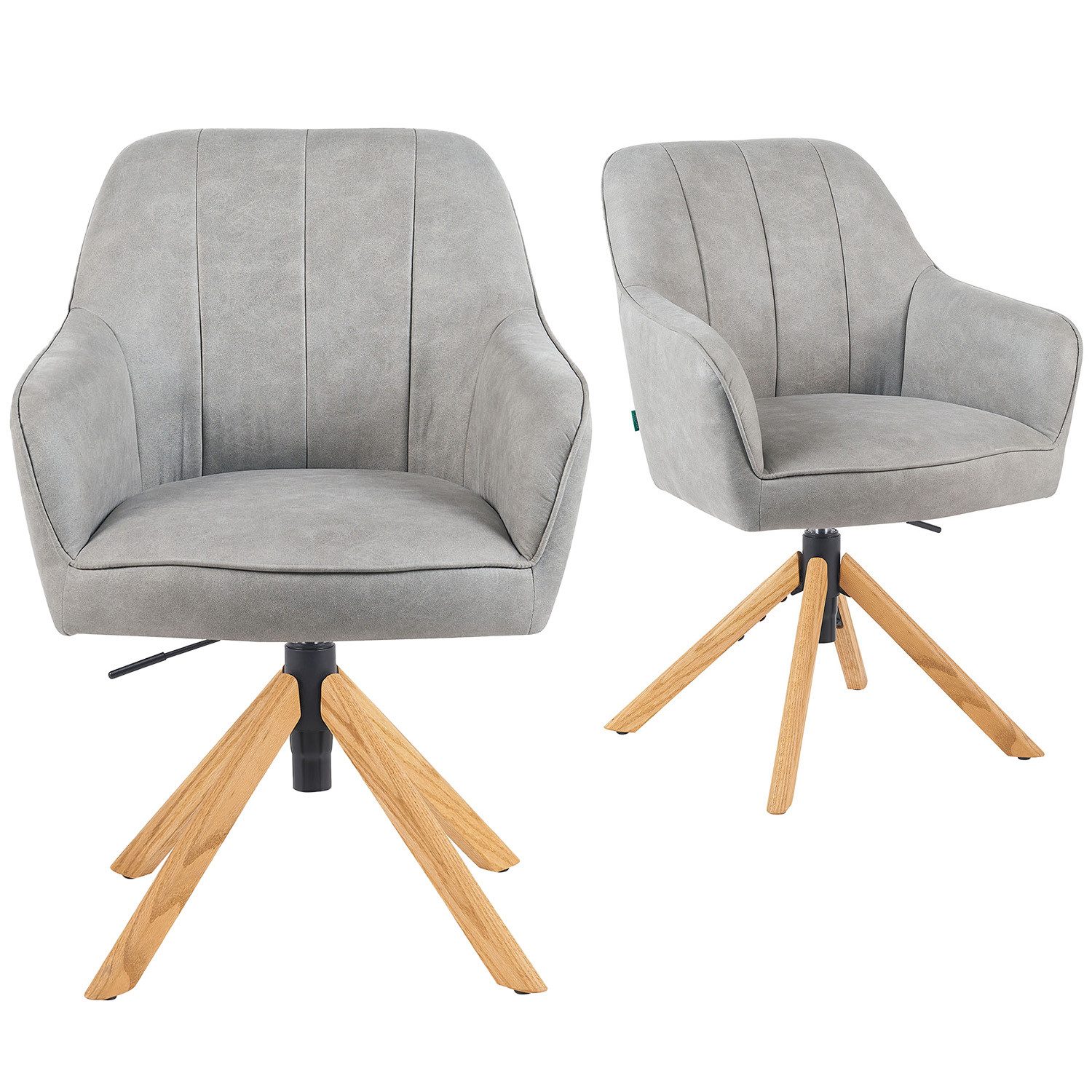 DUBI Möbel Polsterstuhl Mika-Levi 2er-Set, Federkern, Eiche geölt, 360° dre günstig online kaufen