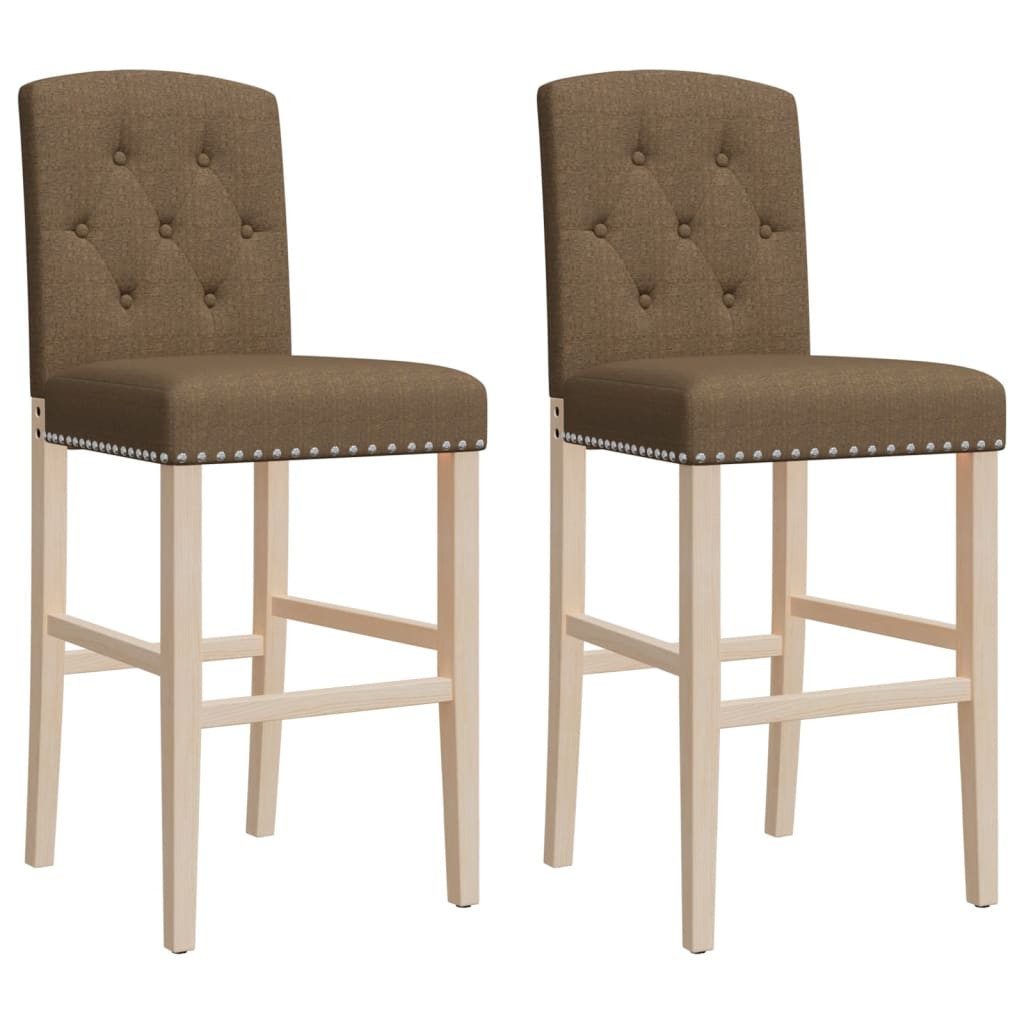 Barhocker Barstühle 2 Stk. Massivholz Gummibaum und Stoff