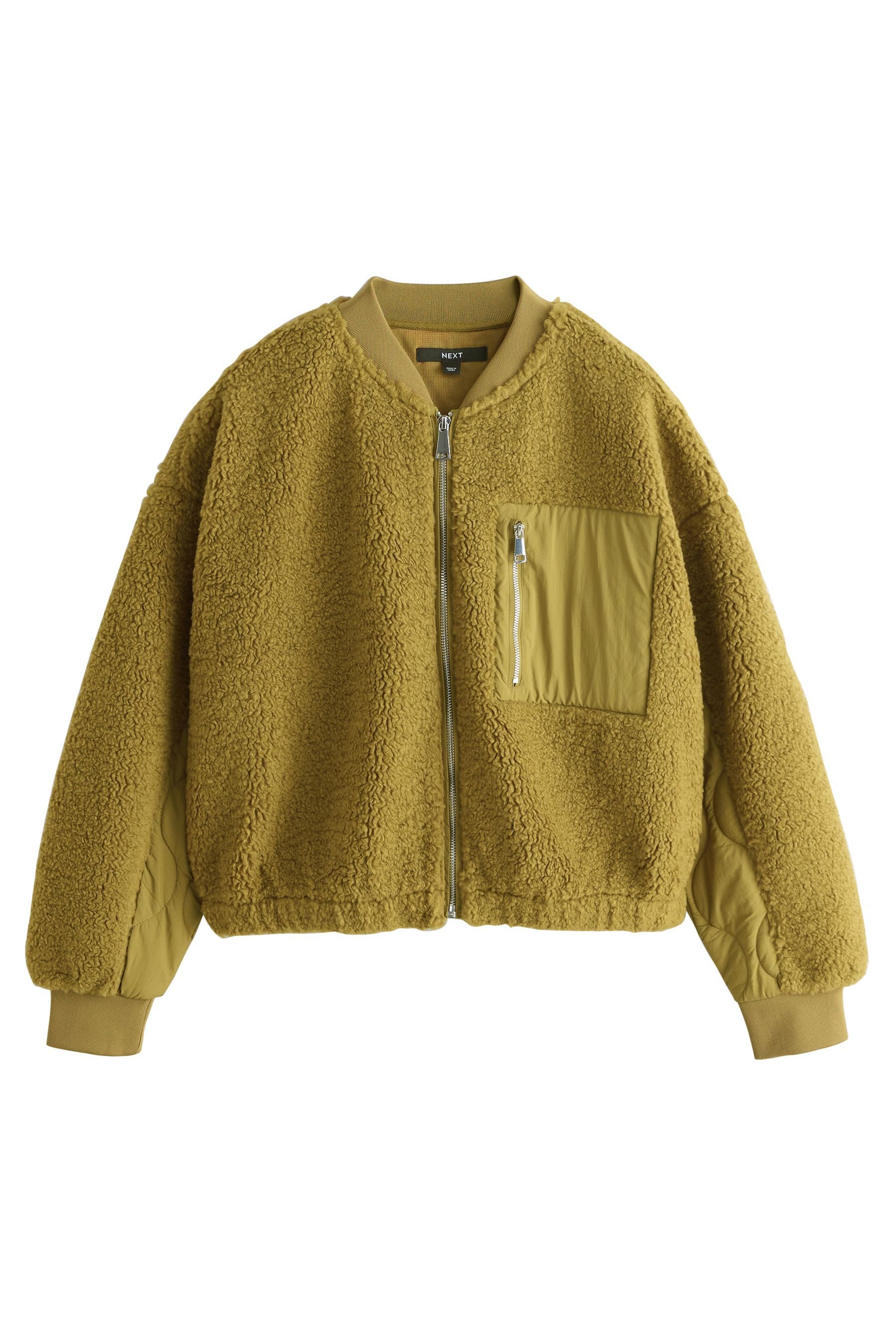 Fleecejacke Rocket Bomberjacke mit Tasche, Borg + Webmaterial