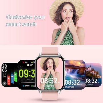 Nerunsa Eigenes Bild als Zifferblatthintergrund Smartwatch (1,69 Zoll, Android iOS), SMS und SNS-Nachrichten Ablehnung von Anrufen und Nachrichtenlöschung