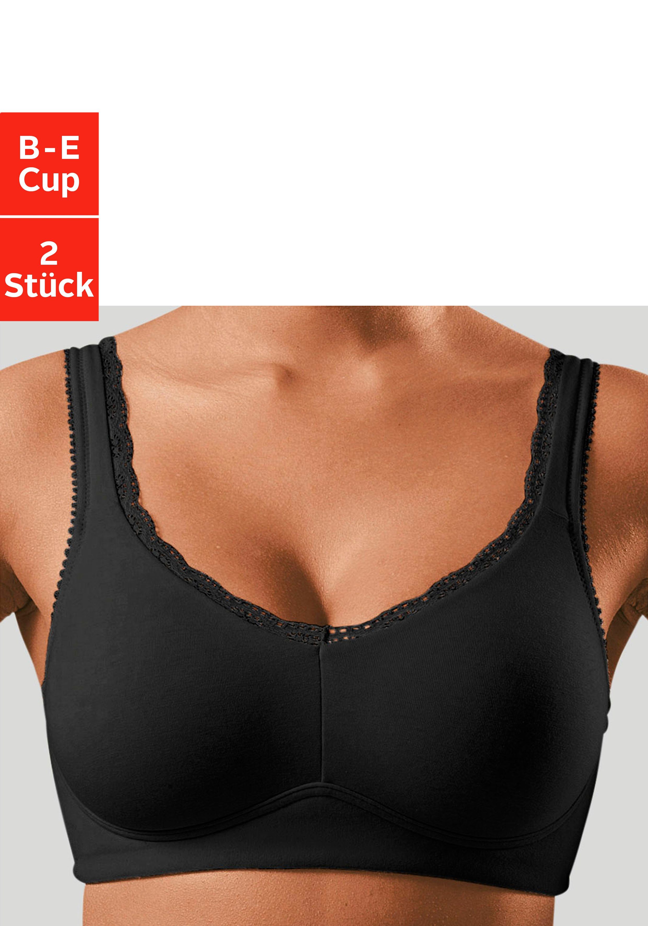 ohne 2 mit Soft-BH fleur Stück) Bügel, schwarz+weiß petite (Packung, Basic Dessous Spitzenkante,