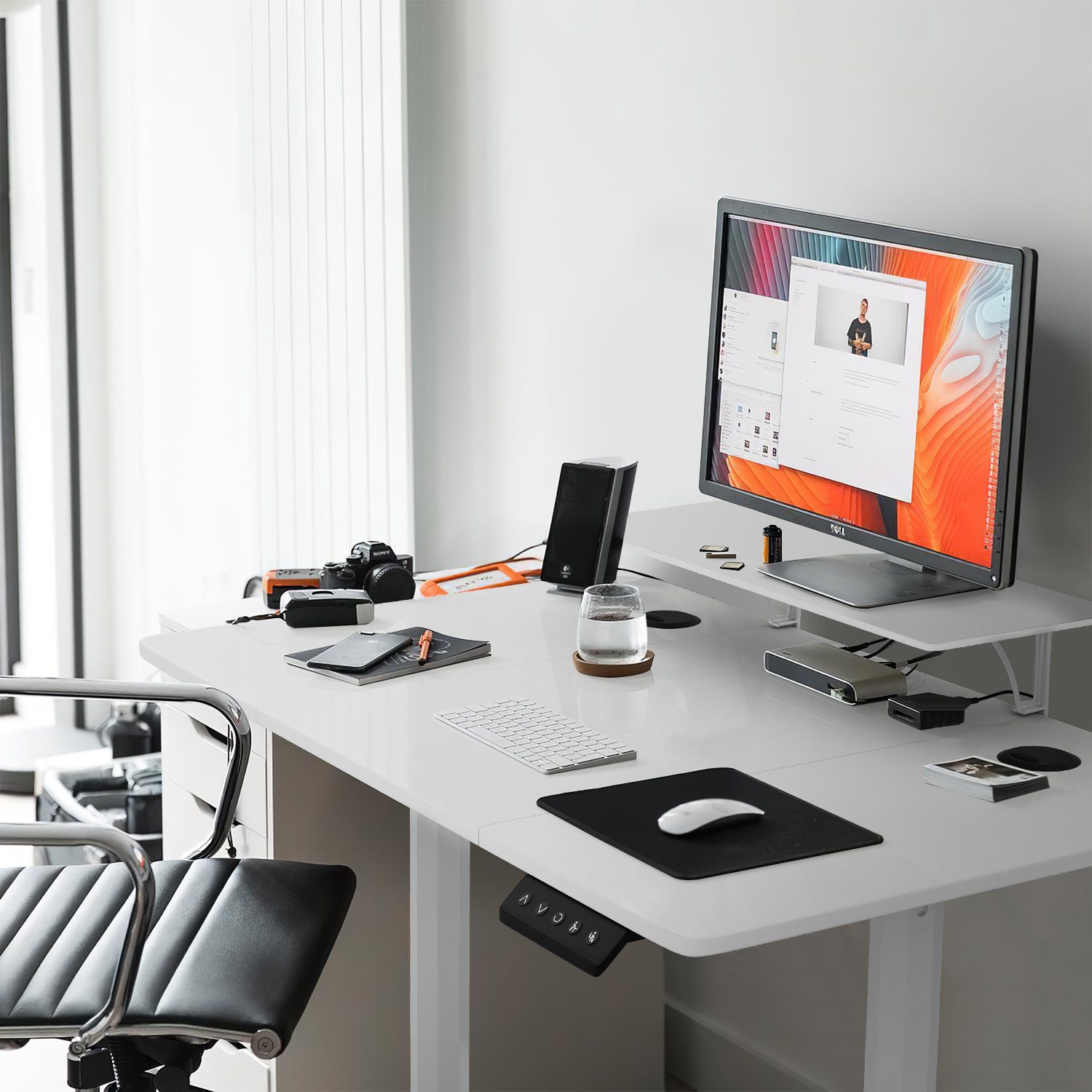 HOMALL Schreibtisch Höhenverstellbarer Schreibtisch Monitorständer cm 120x60 mit
