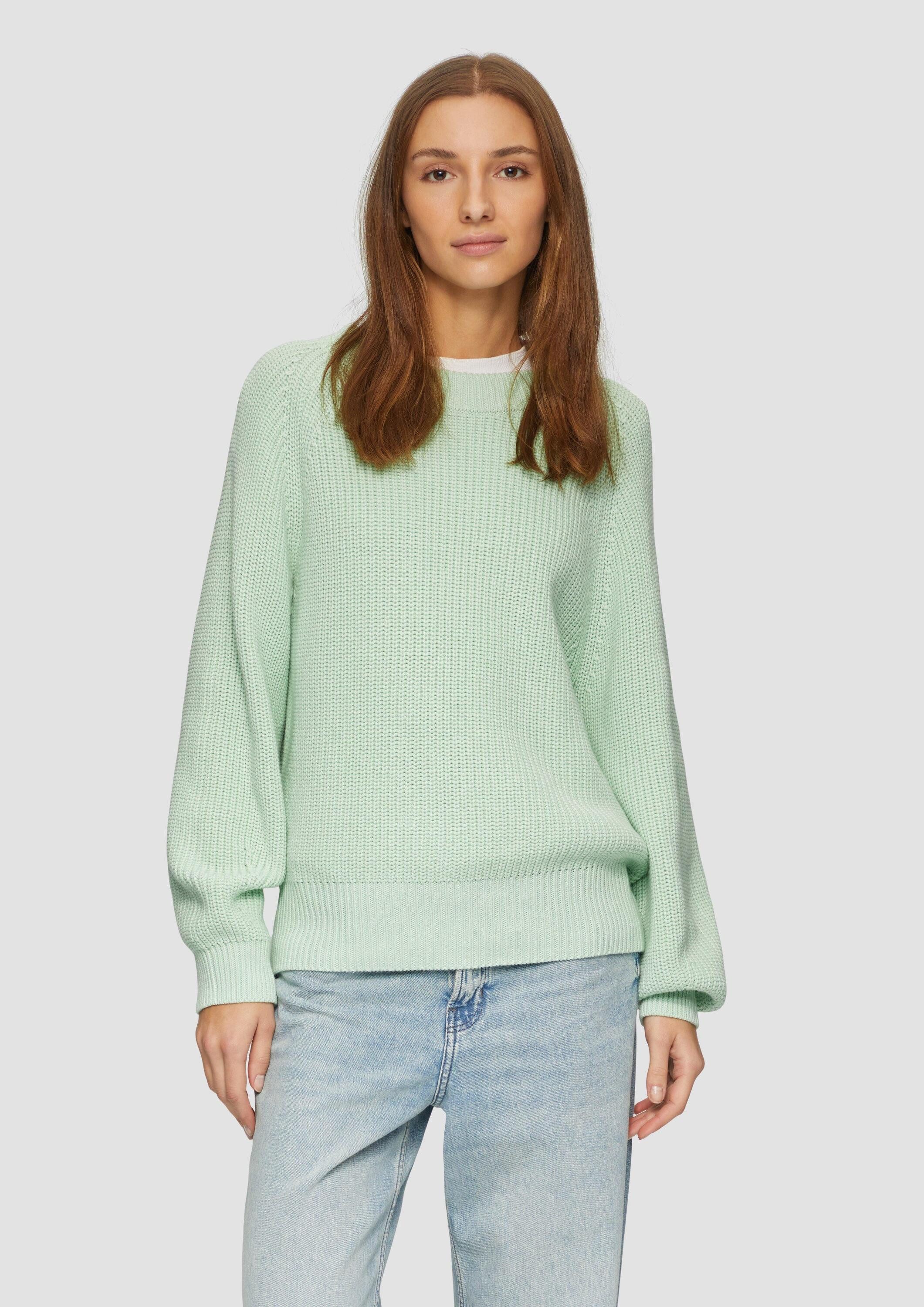 s.Oliver Longpullover Strickpullover Strickpullover mit Raglan-Ärmeln und R günstig online kaufen