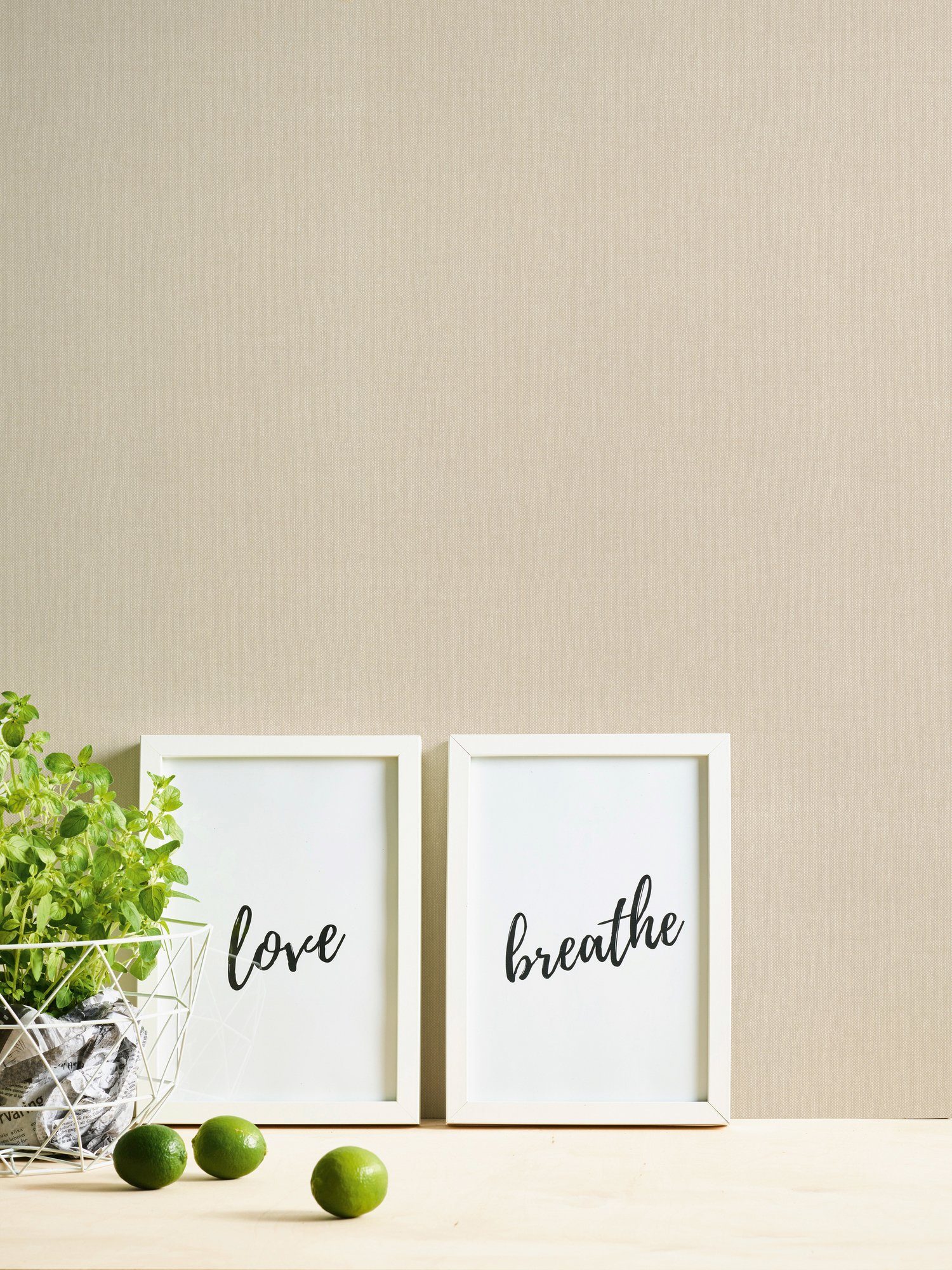 Bricoflor Creme Beige Tapete Einfarbig Uni Vliestapete in Textiloptik für S günstig online kaufen